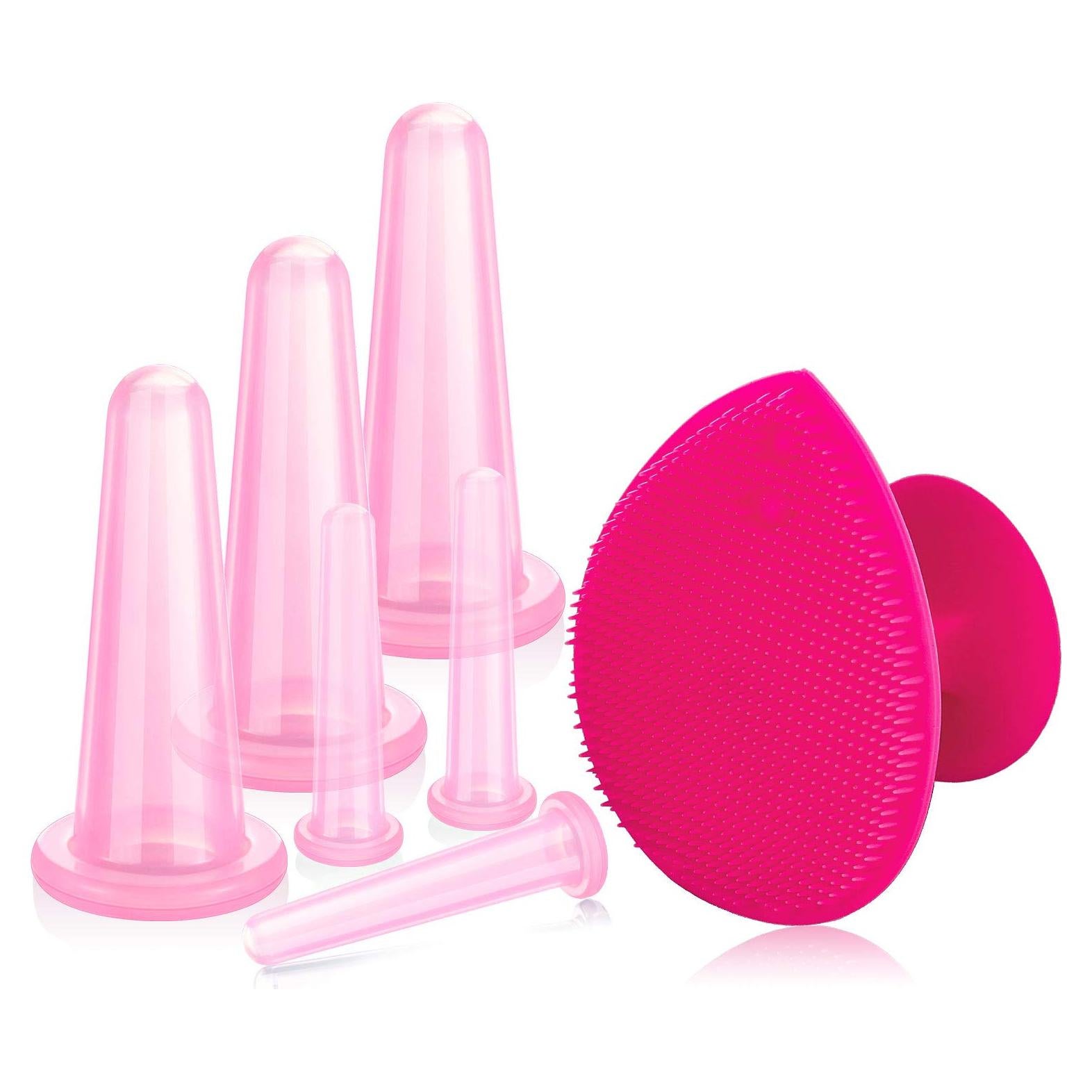 Kit de Ventosas Faciales BBTO de Silicona - 6 Piezas y Cepillo