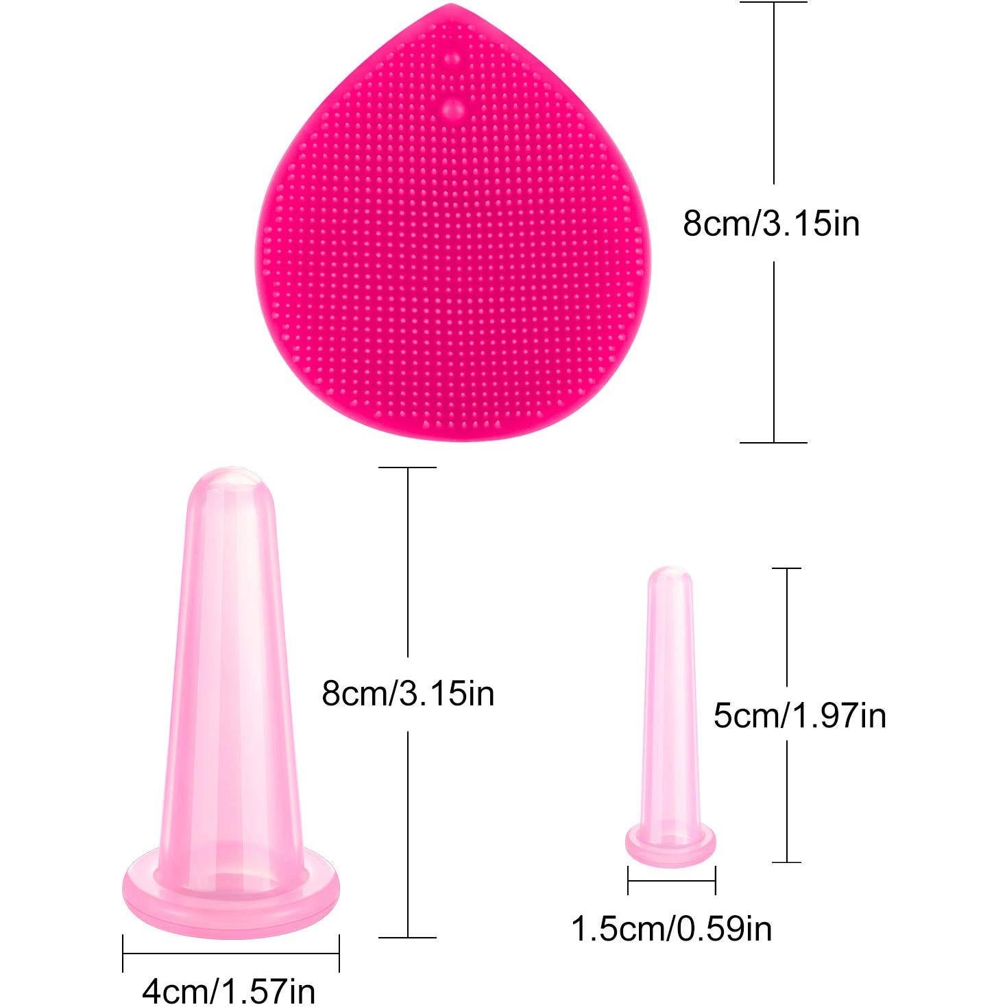 Kit de Ventosas Faciales BBTO de Silicona - 6 Piezas y Cepillo