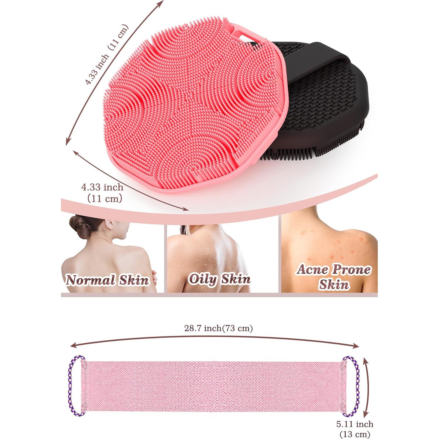 Conjunto de Esponja de Baño y Exfoliante Manmihealth Negro/Rosa