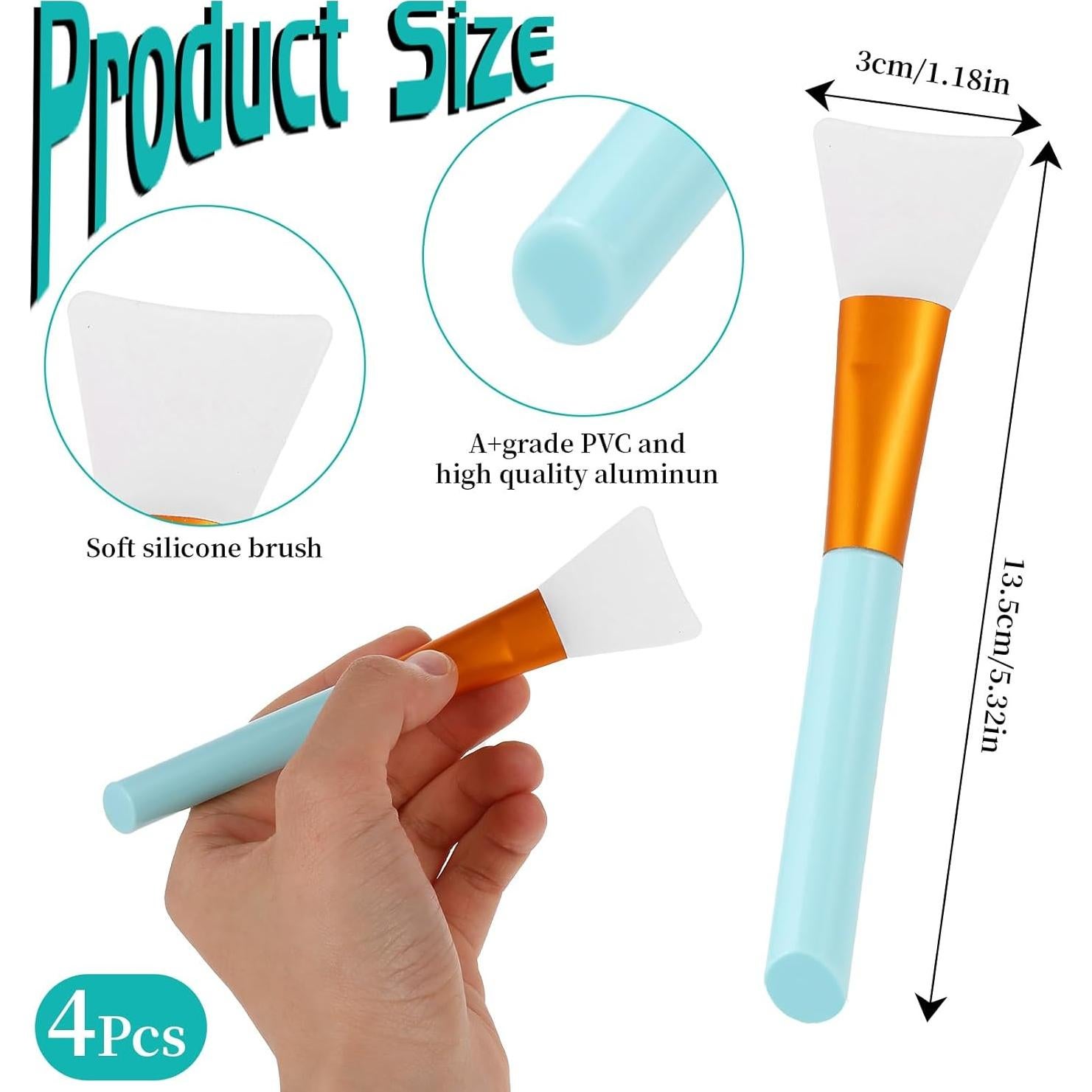 4 Piezas Brochas de Silicona Tucnoeu para Mascarilla Facial