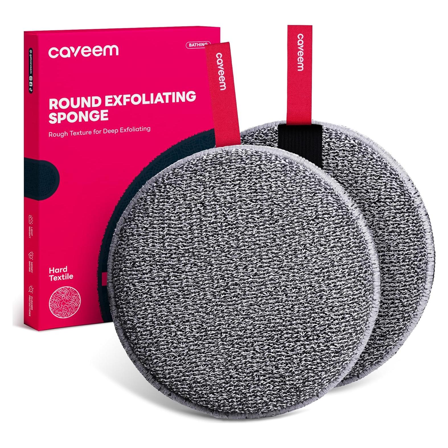 Esponja Exfoliante Corporal Caveem Redonda Gruesa 2 Pzas