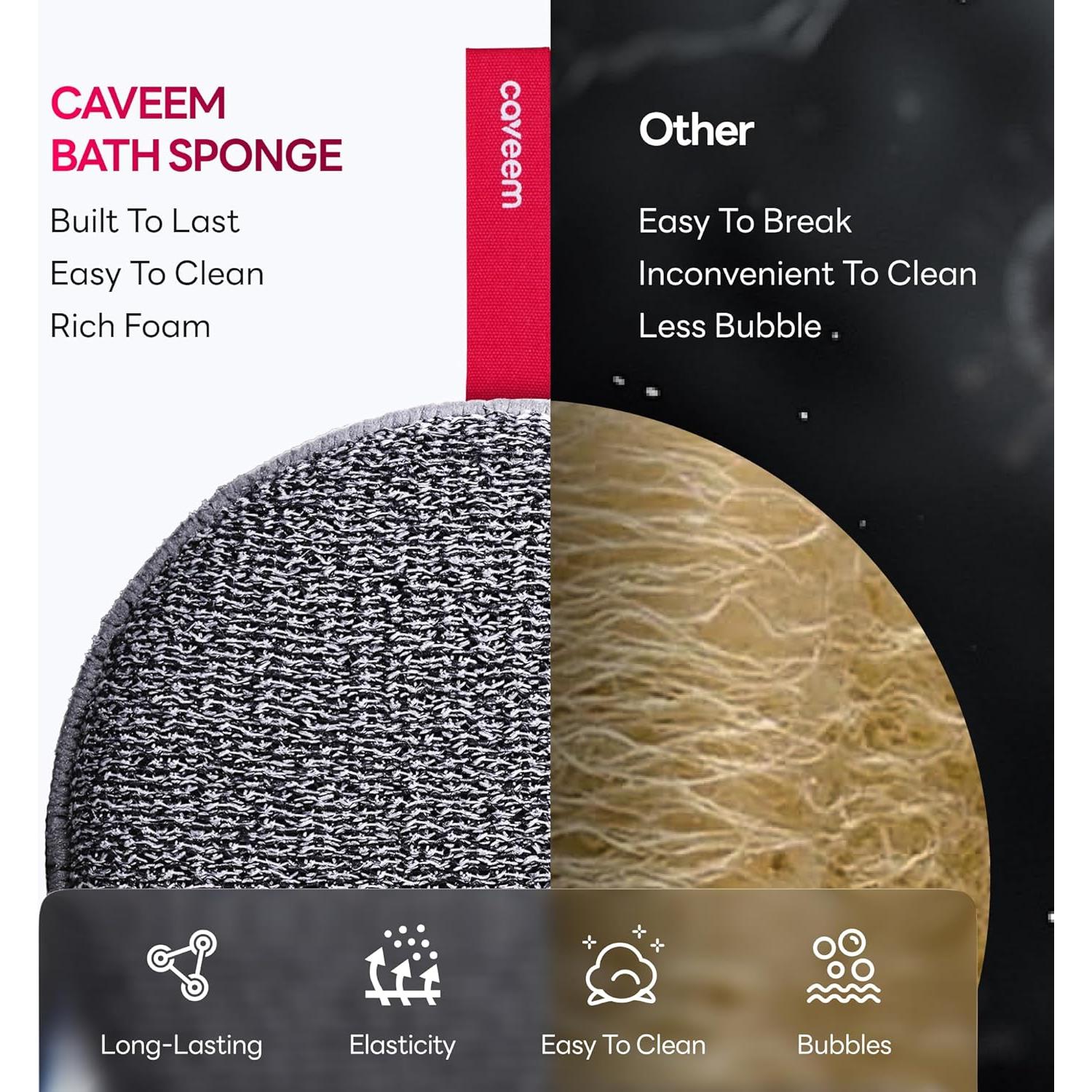 Esponja Exfoliante Corporal Caveem Redonda Gruesa 2 Pzas