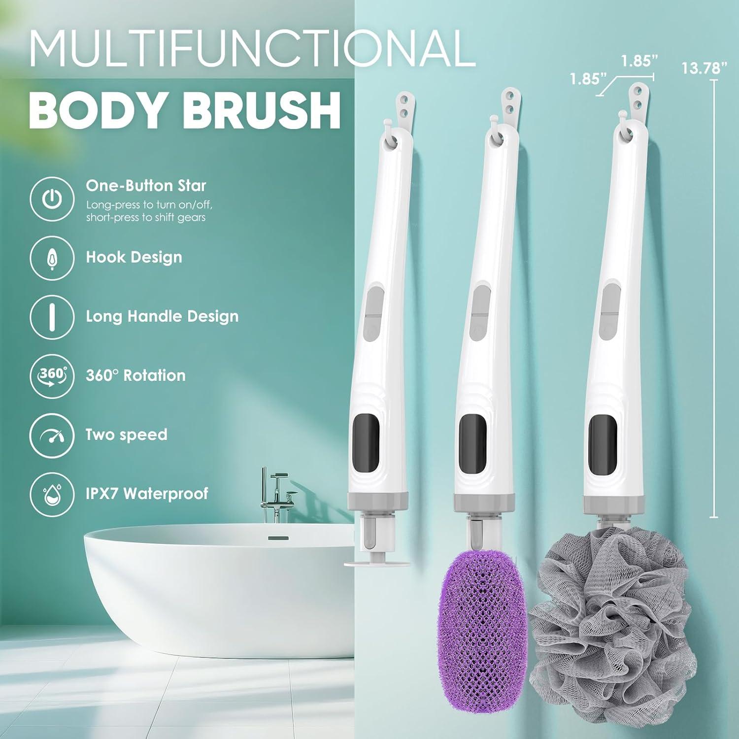 Cepillo Corporal Eléctrico Exfoliante Qinvone con 3 Cabezas