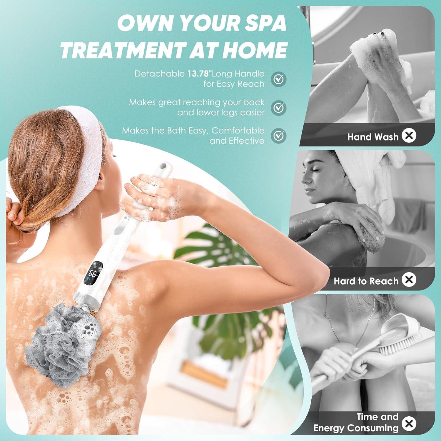 Cepillo Corporal Eléctrico Exfoliante Qinvone con 3 Cabezas