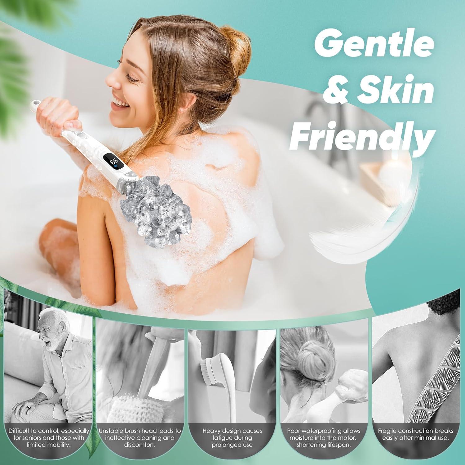 Cepillo Corporal Eléctrico Exfoliante Qinvone con 3 Cabezas