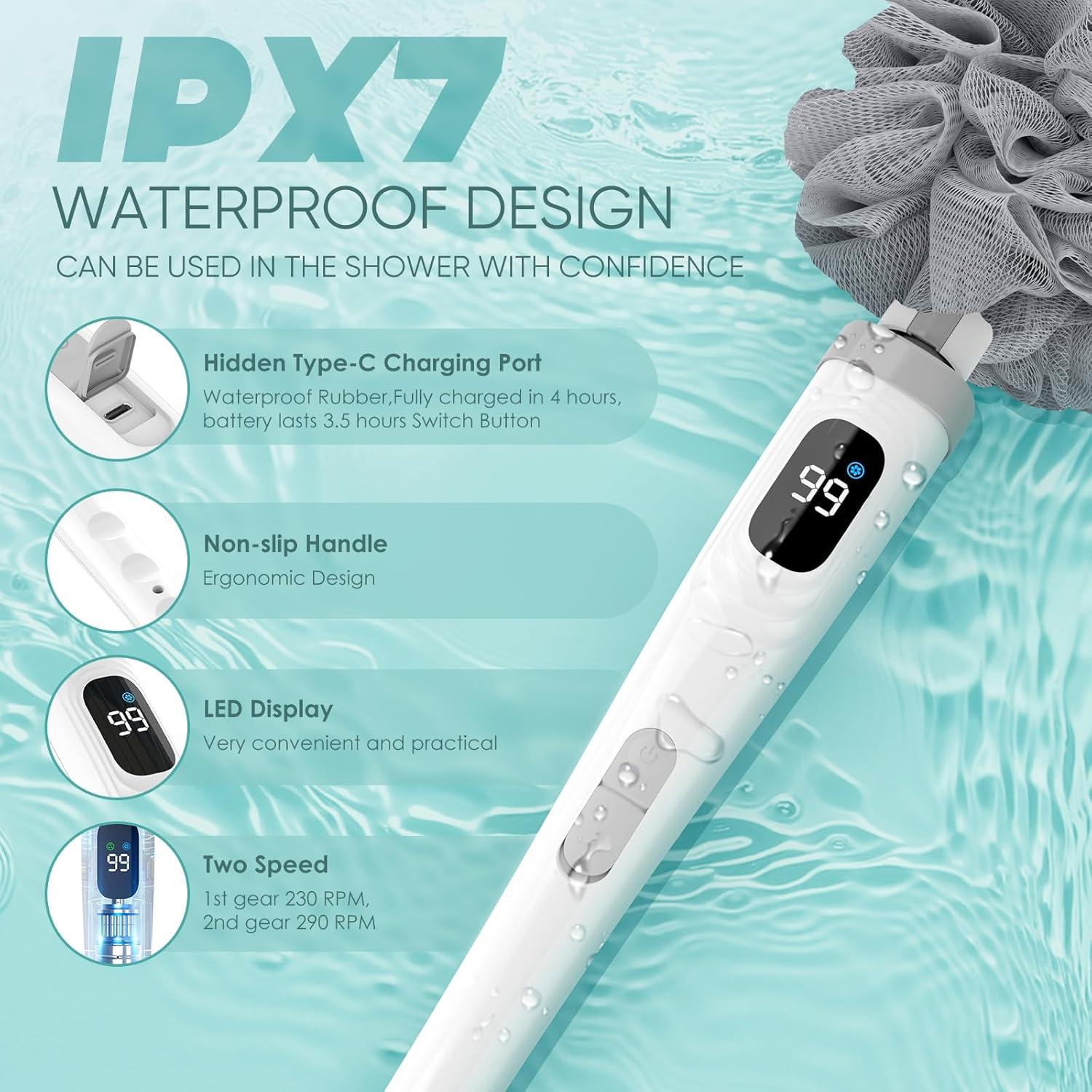 Cepillo Corporal Eléctrico Exfoliante Qinvone con 3 Cabezas