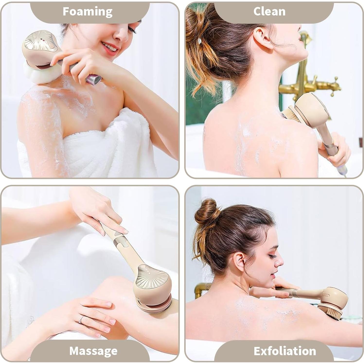 Cepillo Corporal Eléctrico DQ-700 Amarillo con 6 Cabezas