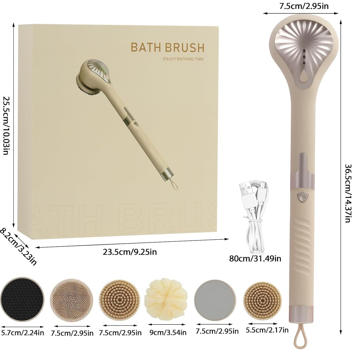 Cepillo Corporal Eléctrico DQ-700 Amarillo con 6 Cabezas