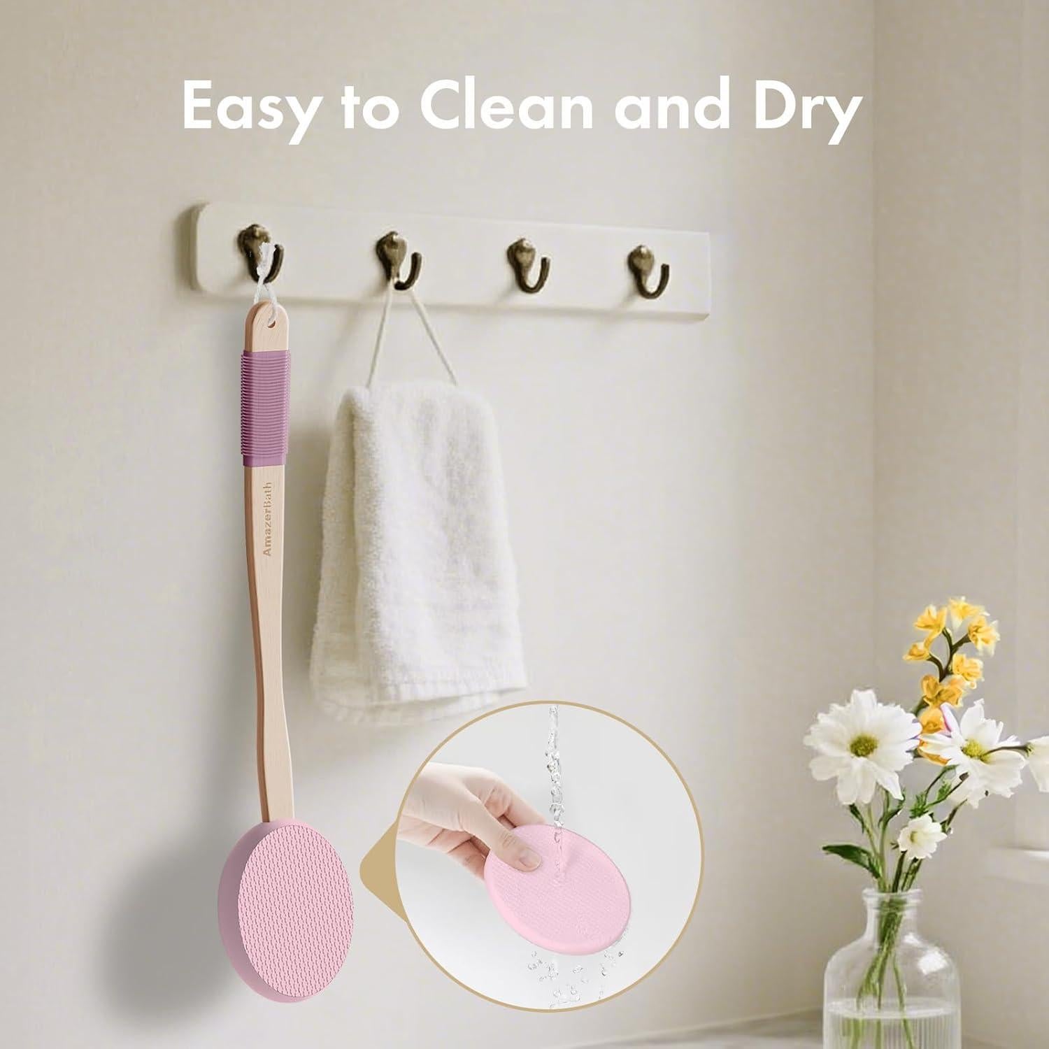 Aplicador de Loción AmazerBath con Mango Largo y 4 Almohadillas