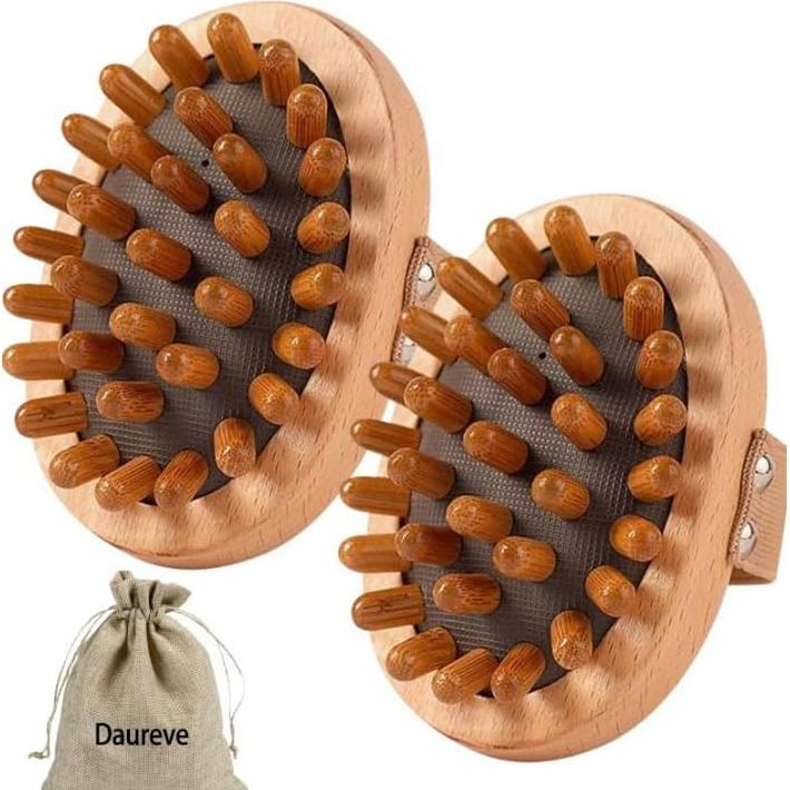 Set de 2 Cepillos de Masaje de Madera Daureve - Alivio Muscular y Drenaje Linfático
