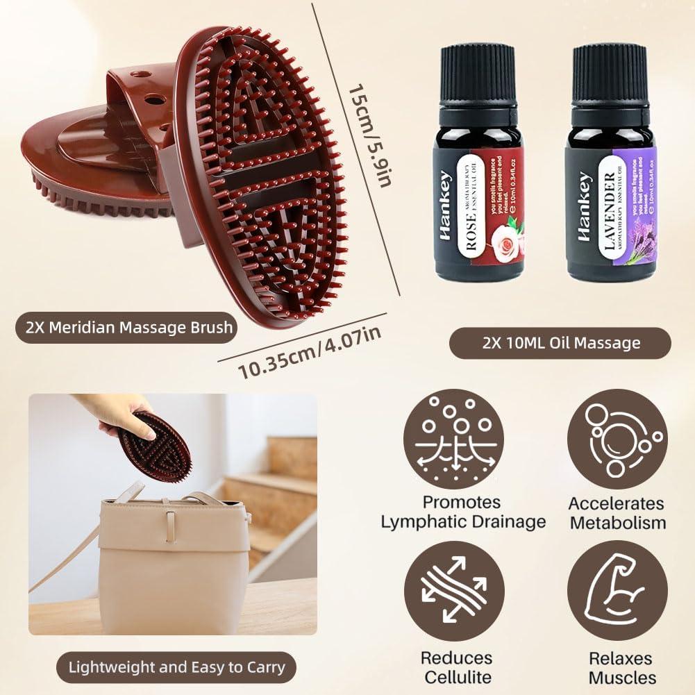 Cepillo de Masaje Meridian Jaxbo con Aceites Esenciales 2PCS