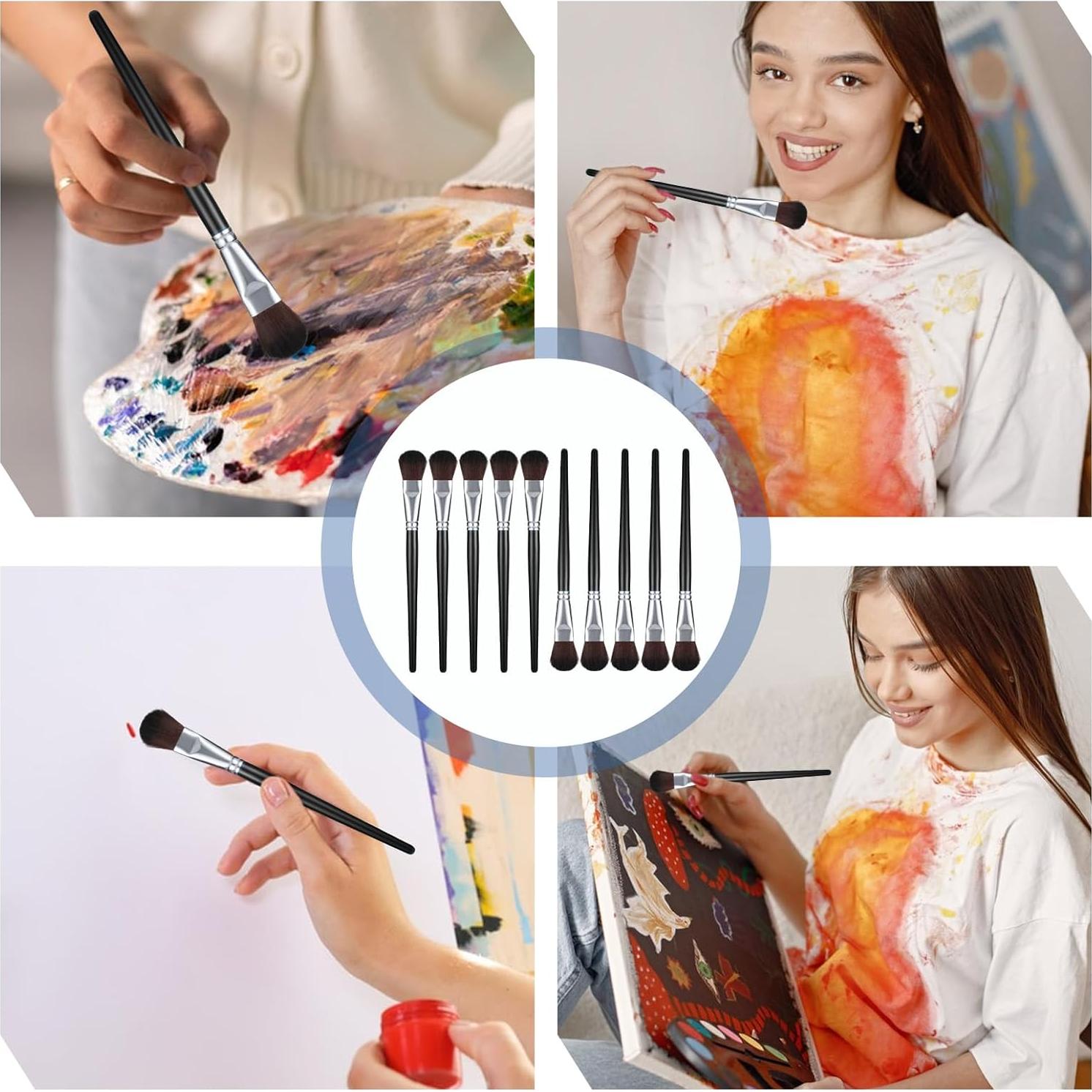 Giantree 10 Brochas de Mopa para Pintura Acrílica - Negro