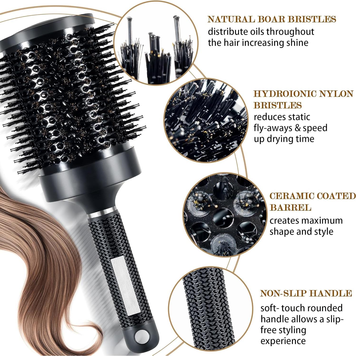 Cepillo Redondo Grande SIMPOR 65mm Cerámica Térmica Negro