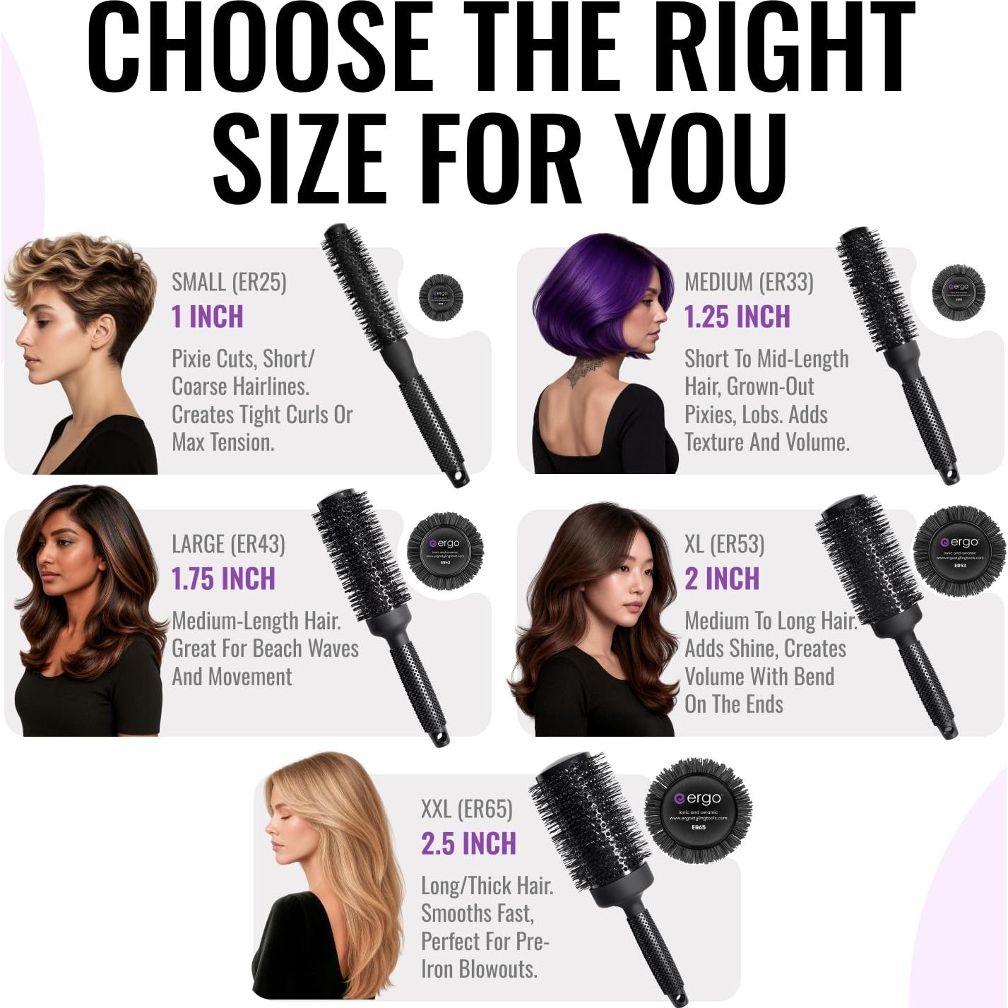 Cepillo Redondo Cerámico Iónico ERGO 4.45 cm para Secado