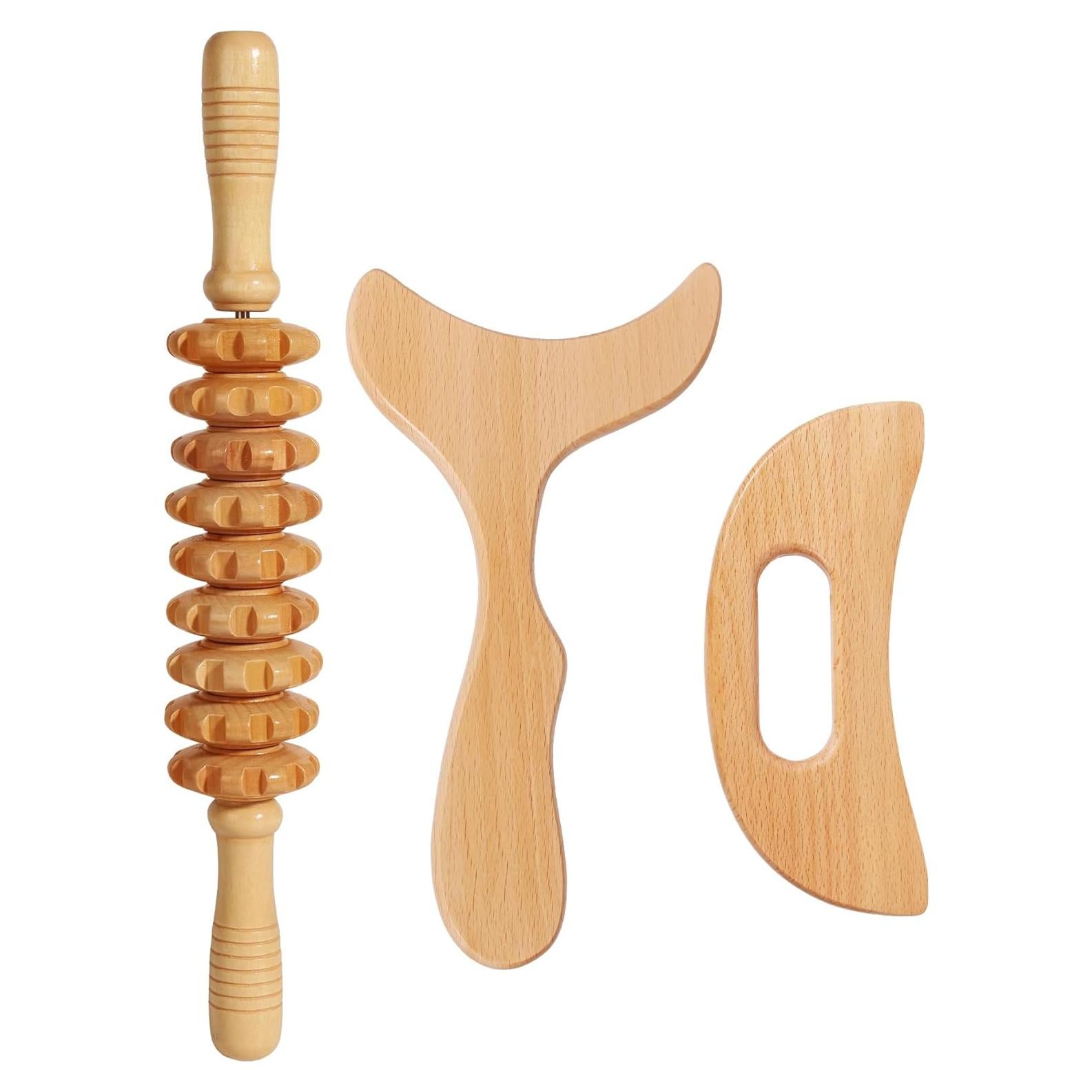 Juego de Herramientas de Masaje de Madera SAMEBUTECO 3 Piezas