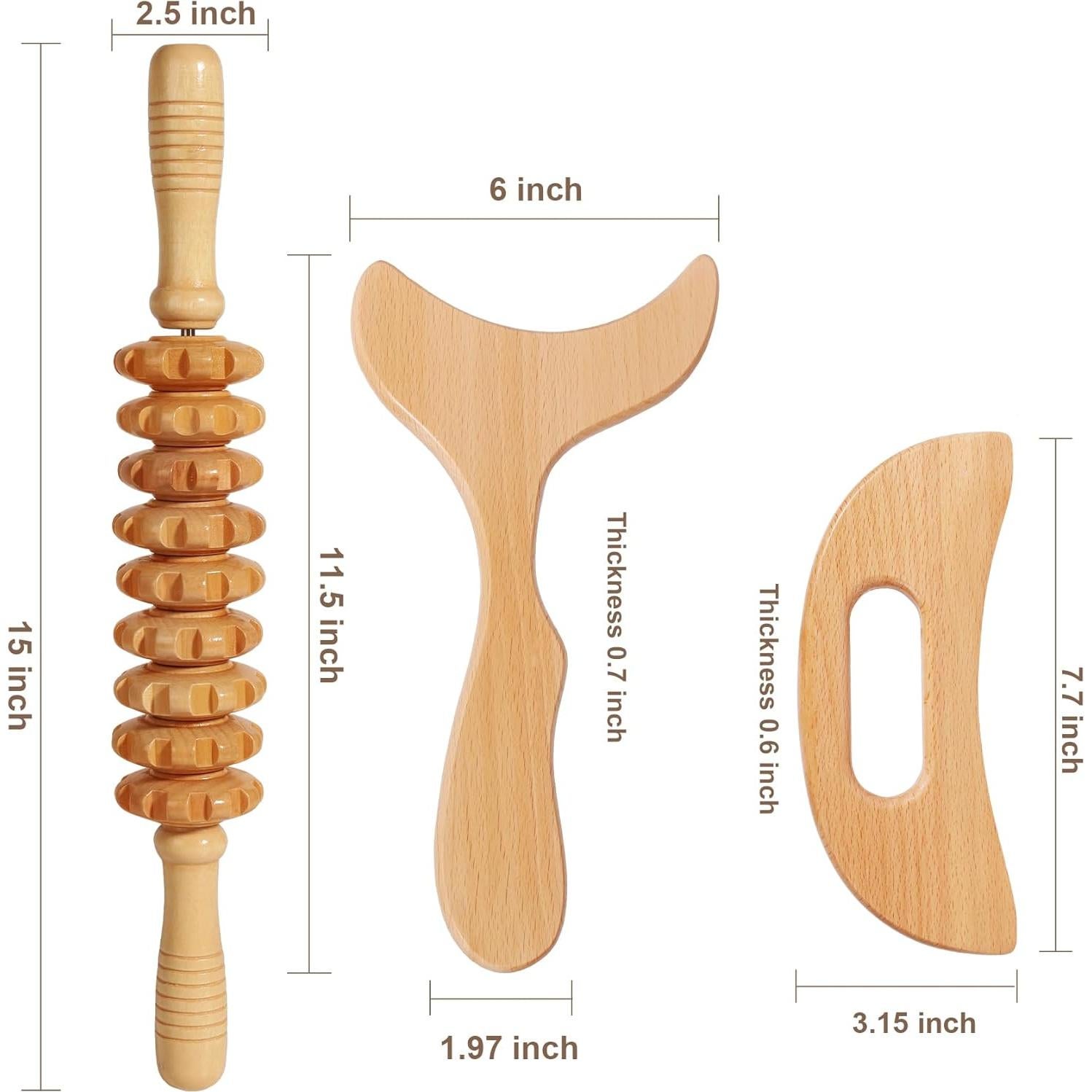 Juego de Herramientas de Masaje de Madera SAMEBUTECO 3 Piezas