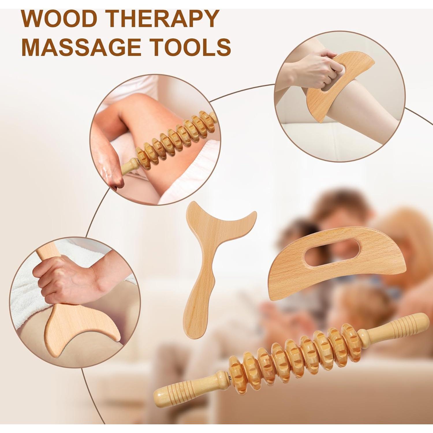 Juego de Herramientas de Masaje de Madera SAMEBUTECO 3 Piezas