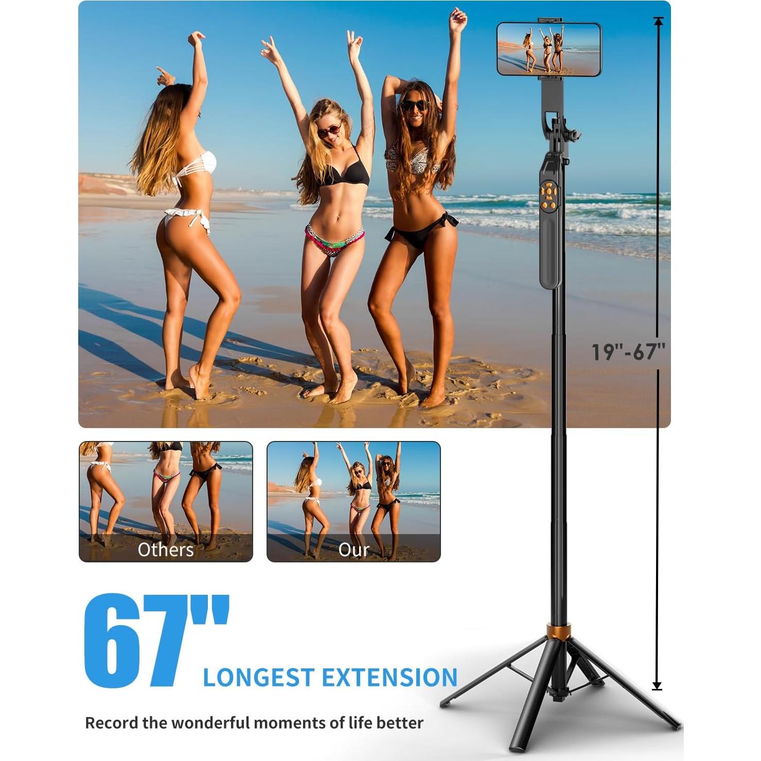 Trípode Extensible Gworld 170 cm con Control Remoto Inalámbrico