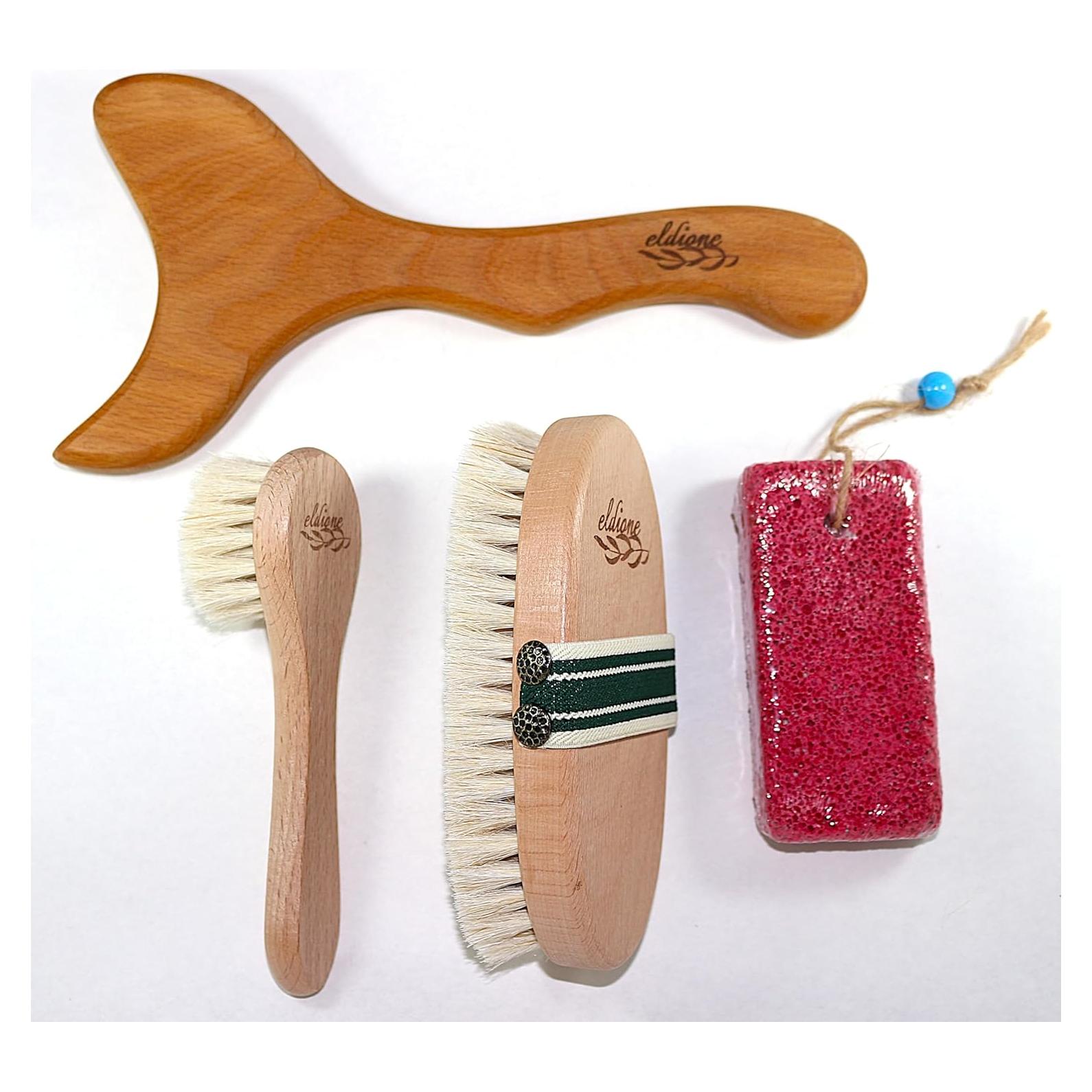 Juego de 4 Cepillos Exfoliantes Eldione - Cuerpo, Cara y Pies