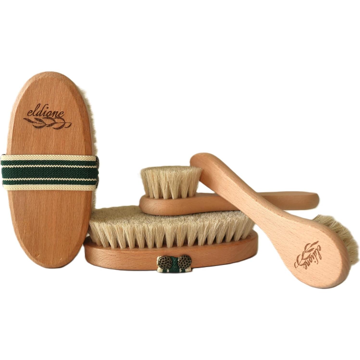 Juego de 4 Cepillos Exfoliantes Eldione - Cuerpo, Cara y Pies