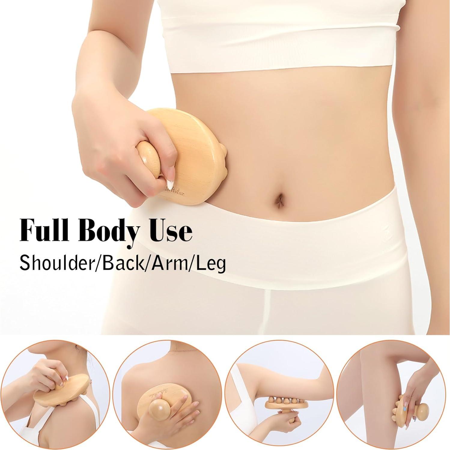 Kit de Masaje de Madera InfiniteRelax - Rodillo y Cepillo Anticelulitis