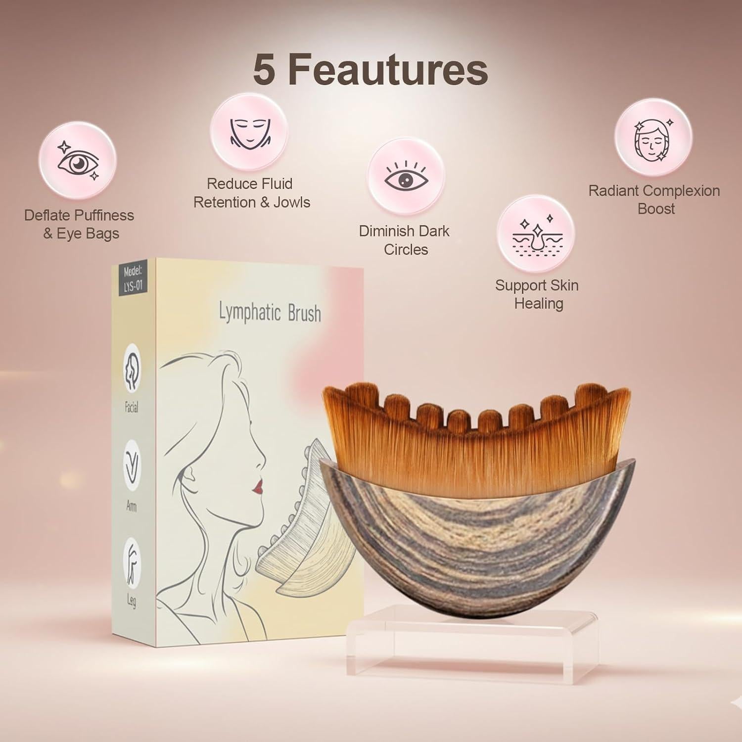 Cepillo Facial Ergonómico Neweak para Drenaje Linfático 8.6cm