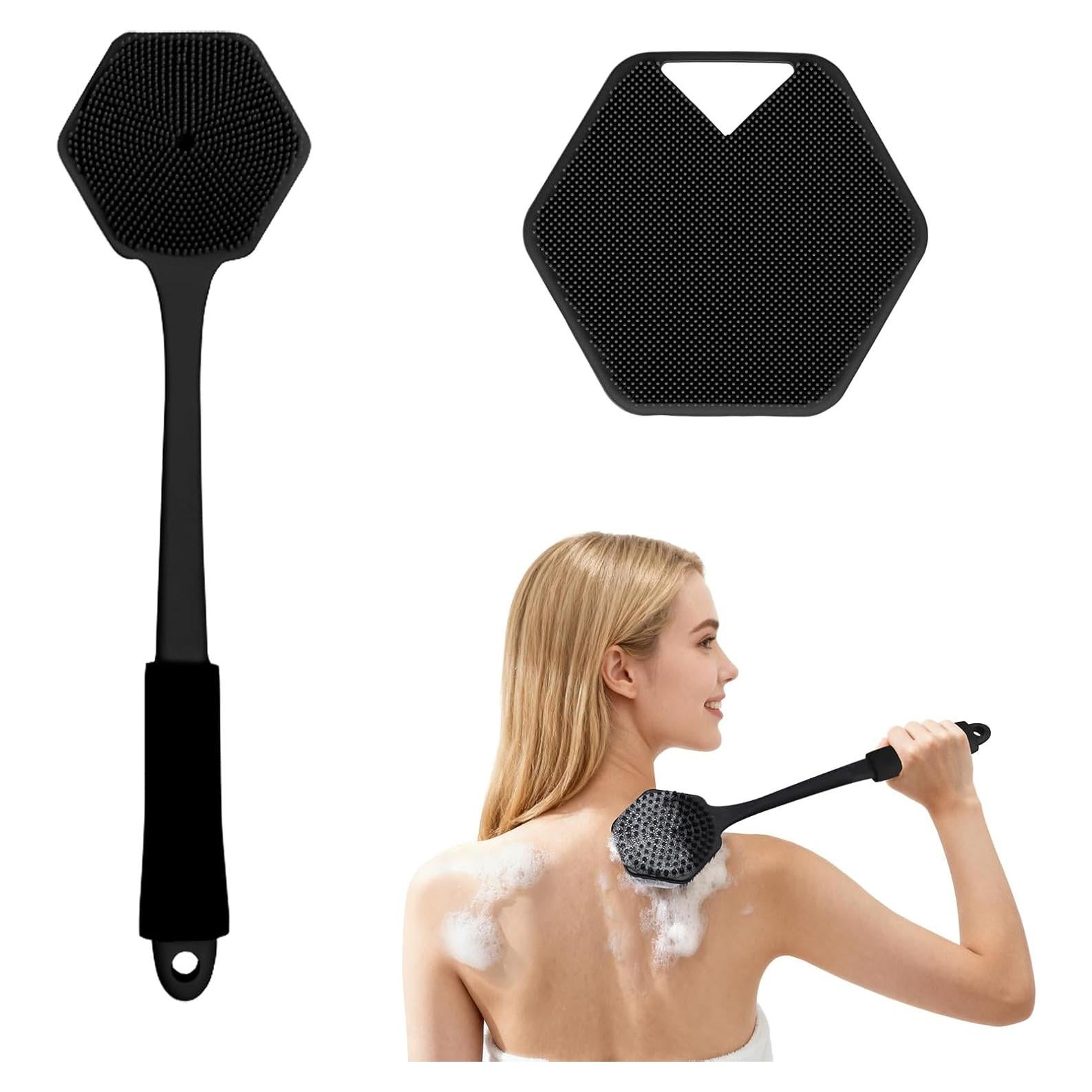 Cepillo de Ducha Jedroc con Mango Largo y Cerdas de Silicona - 2 Pack