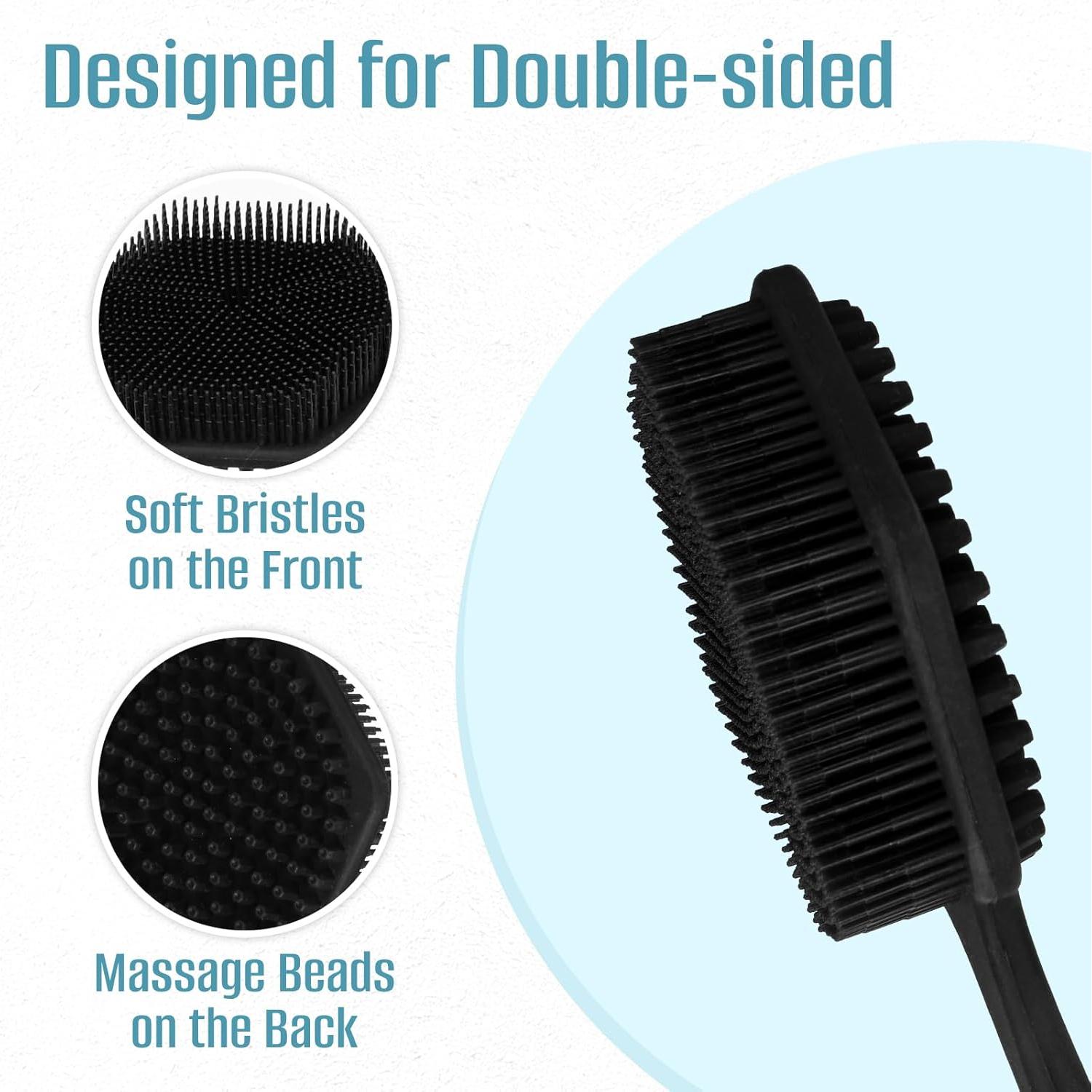 Cepillo de Ducha Jedroc con Mango Largo y Cerdas de Silicona - 2 Pack