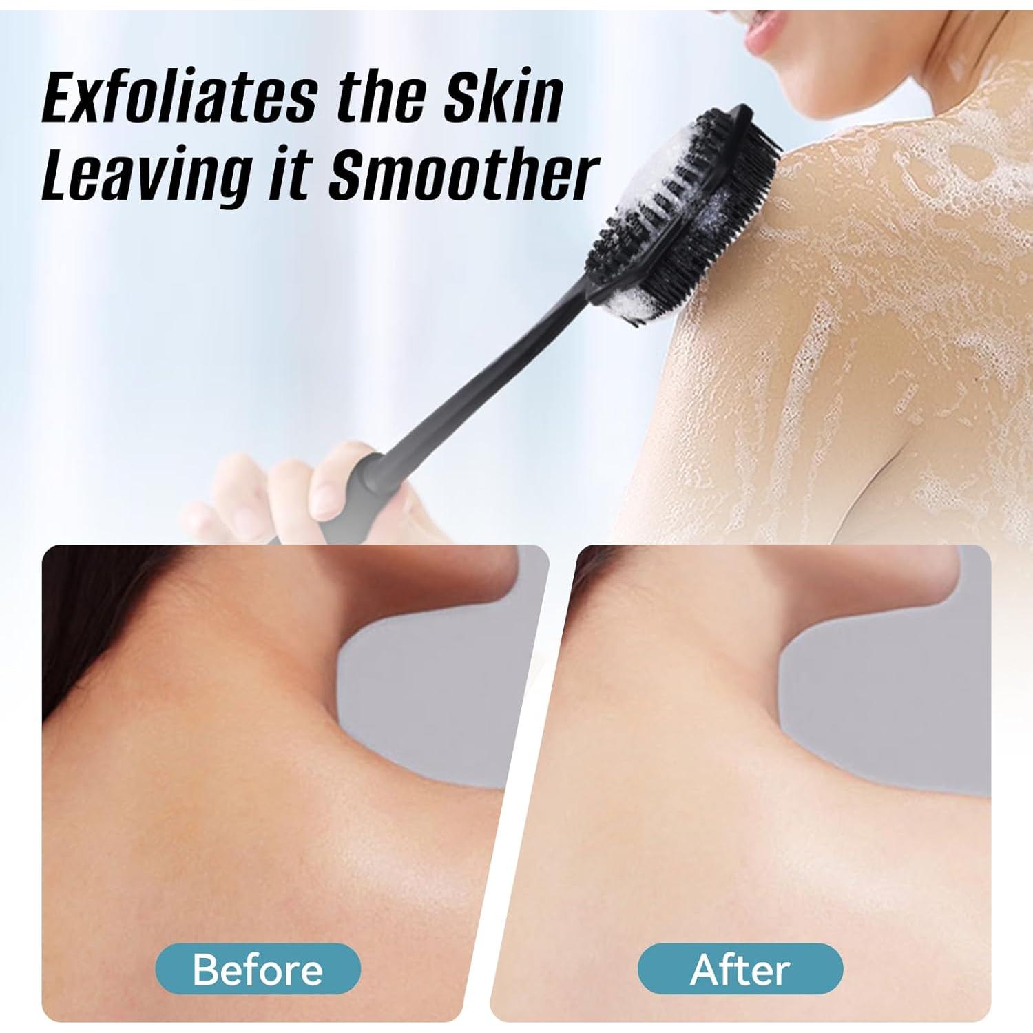 Cepillo de Ducha Jedroc con Mango Largo y Cerdas de Silicona - 2 Pack