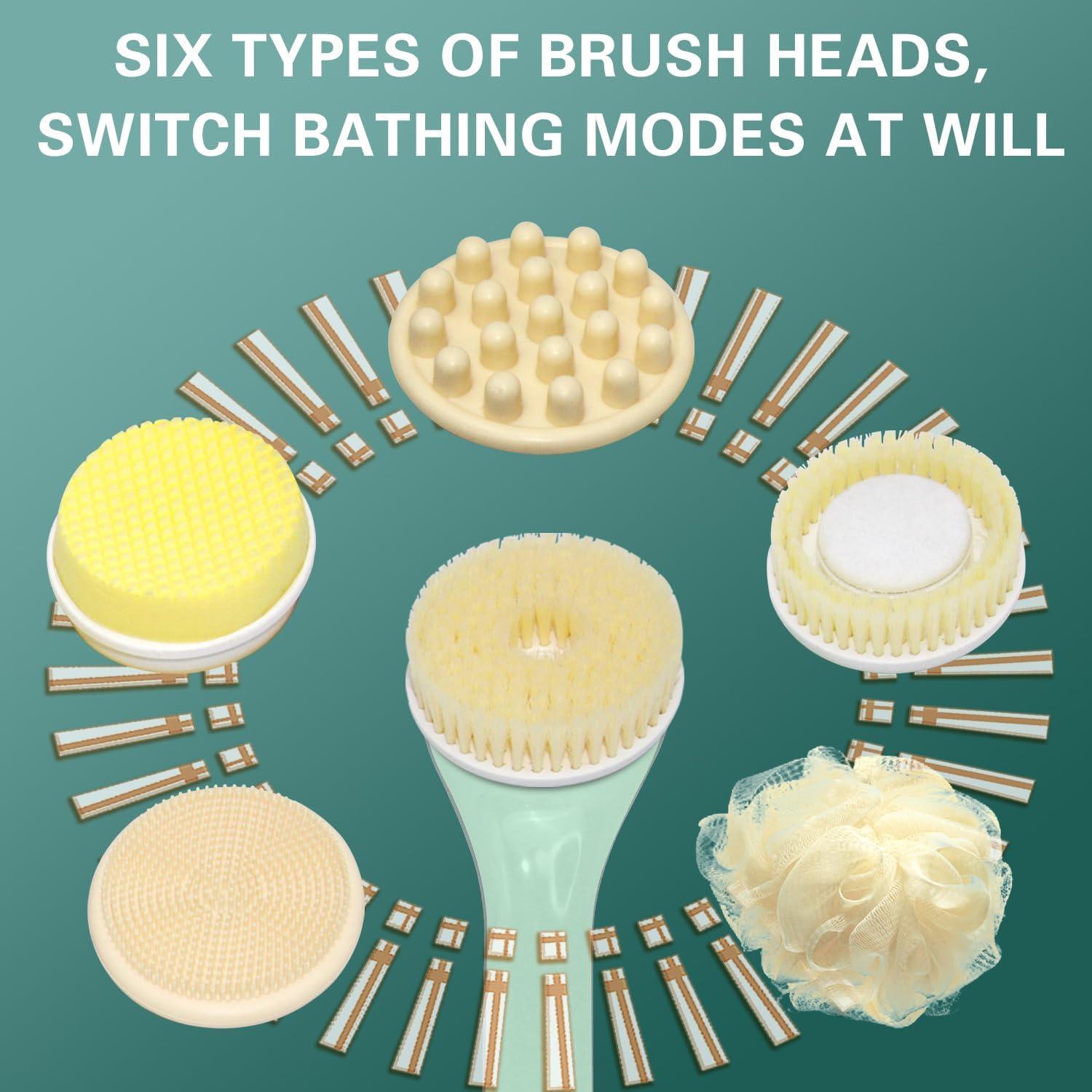 Cepillo Corporal Eléctrico Keding con 6 Cabezas y Mango Largo