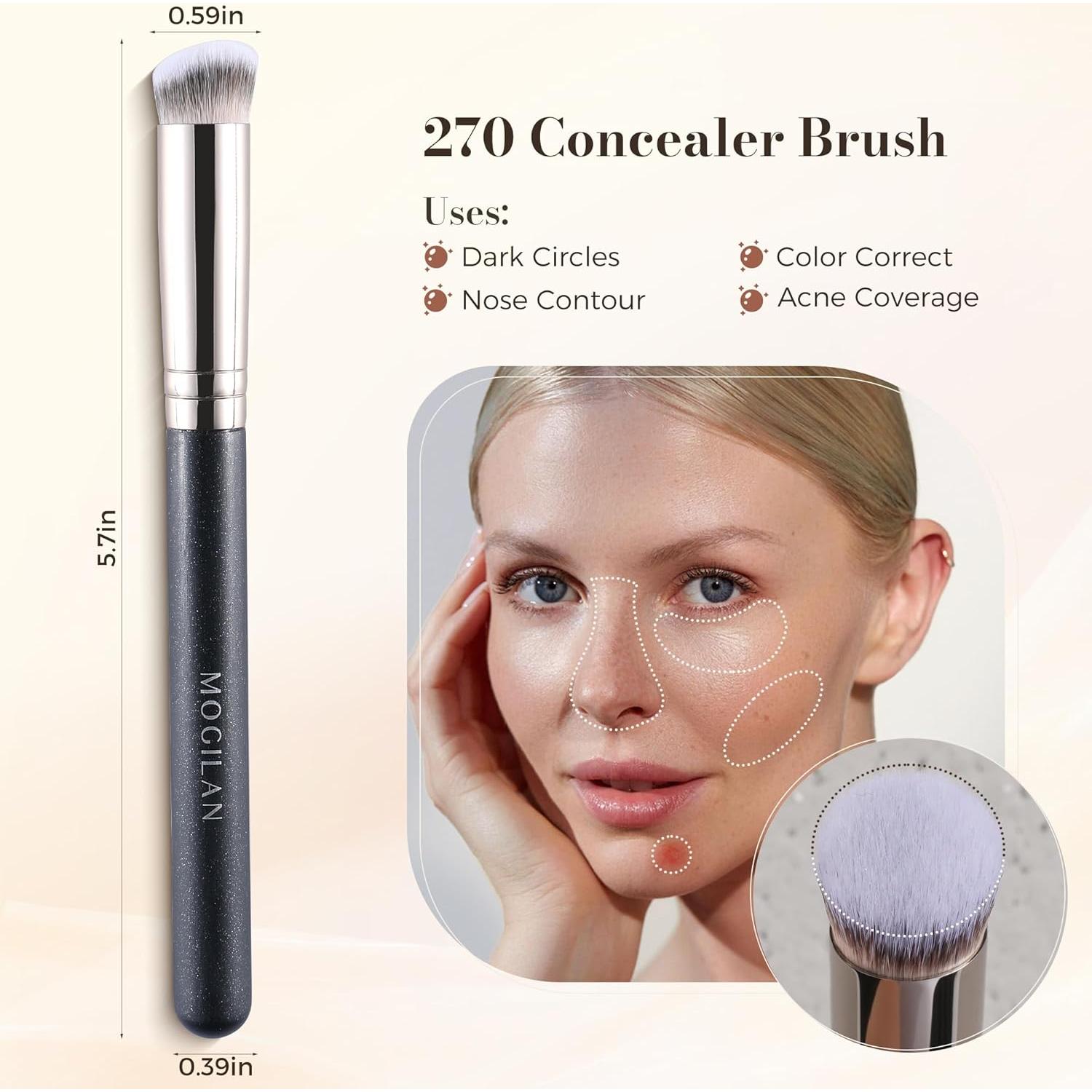 Brocha de Corrector Angulada MOGILAN 270 con Tapa - Precisión