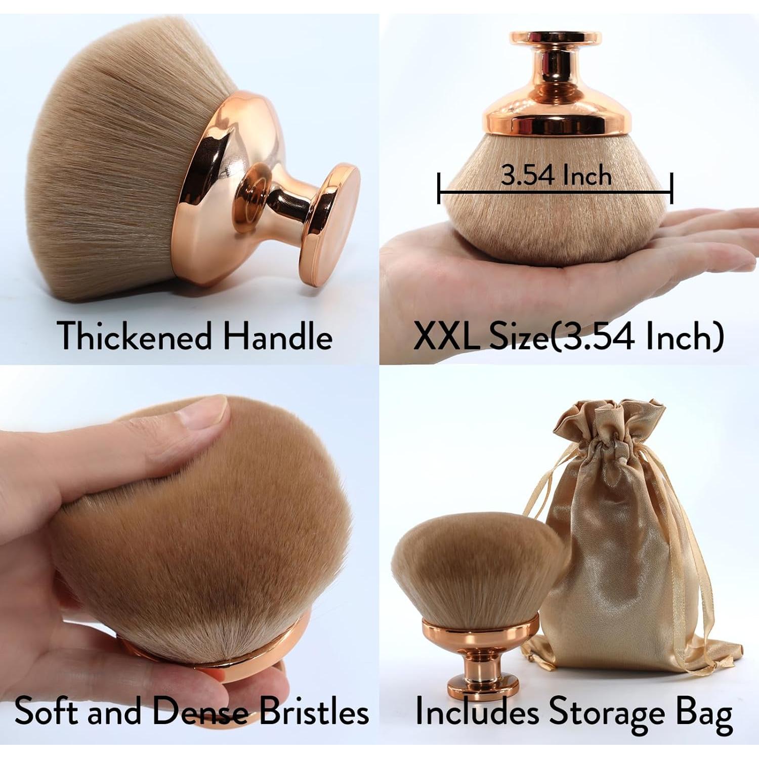 Brocha Autobronceadora Kabuki XXL DRIPOO - Oro, 9 cm