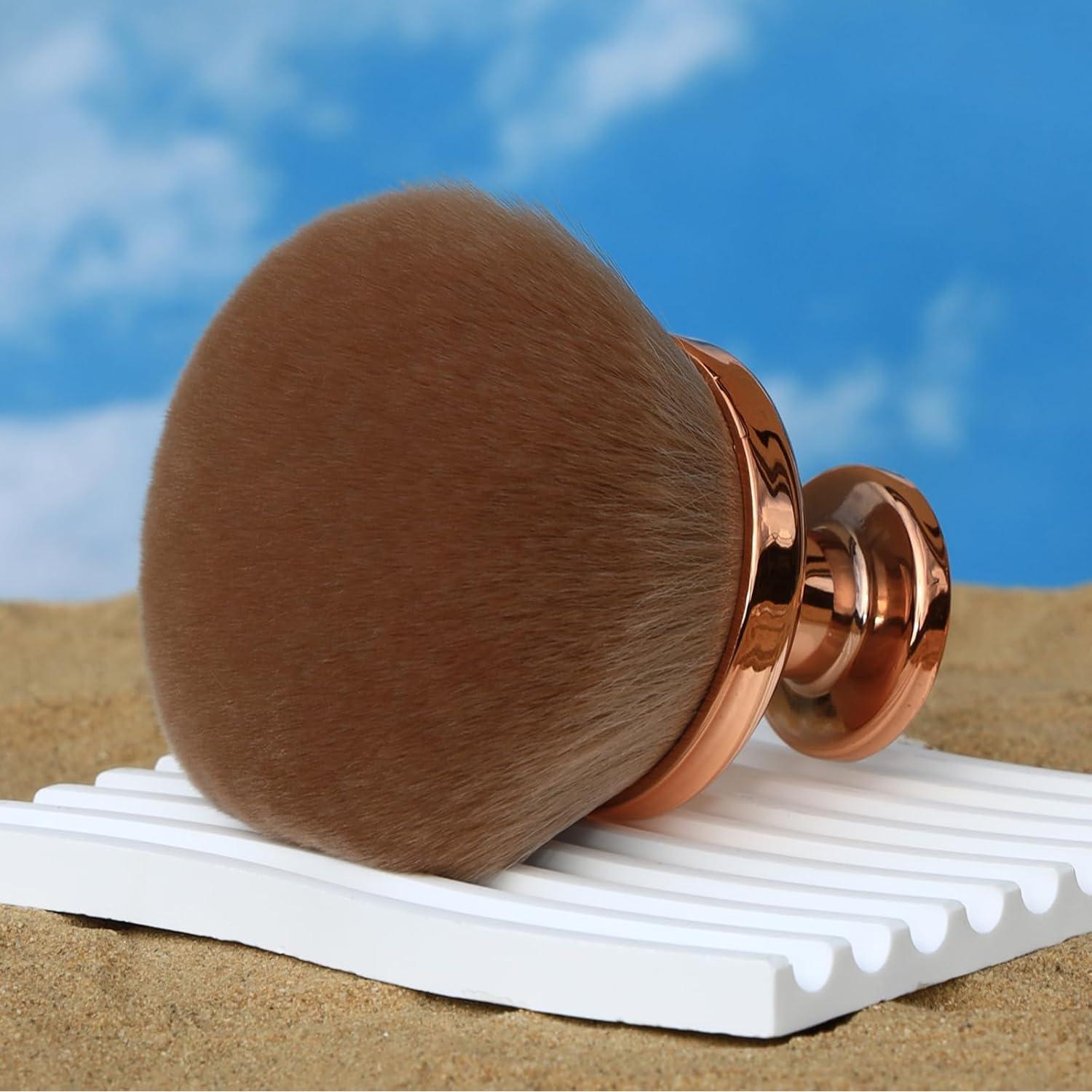 Brocha Autobronceadora Kabuki XXL DRIPOO - Oro, 9 cm