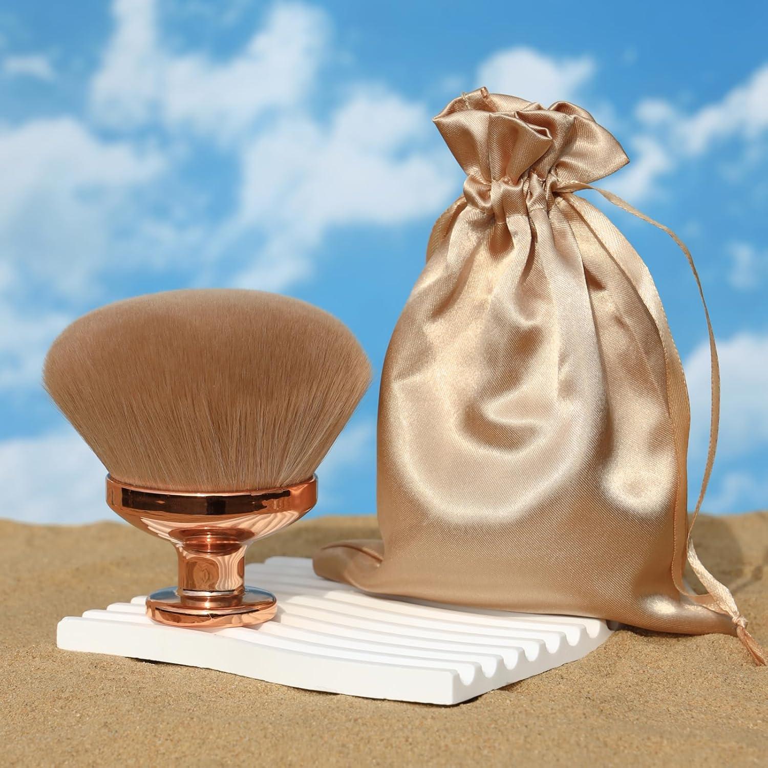 Brocha Autobronceadora Kabuki XXL DRIPOO - Oro, 9 cm