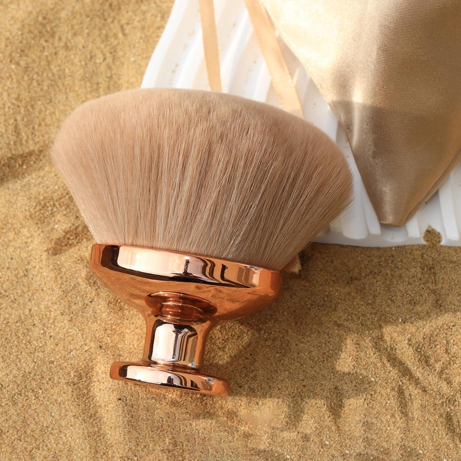 Brocha Autobronceadora Kabuki XXL DRIPOO - Oro, 9 cm