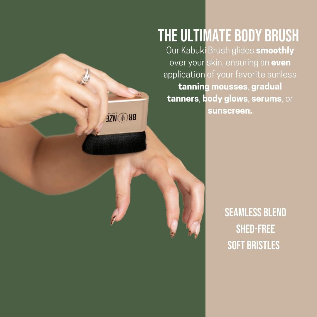 Brocha Kabuki Bronze Cactus - Punta Plana, Cerdas Sintéticas Suaves