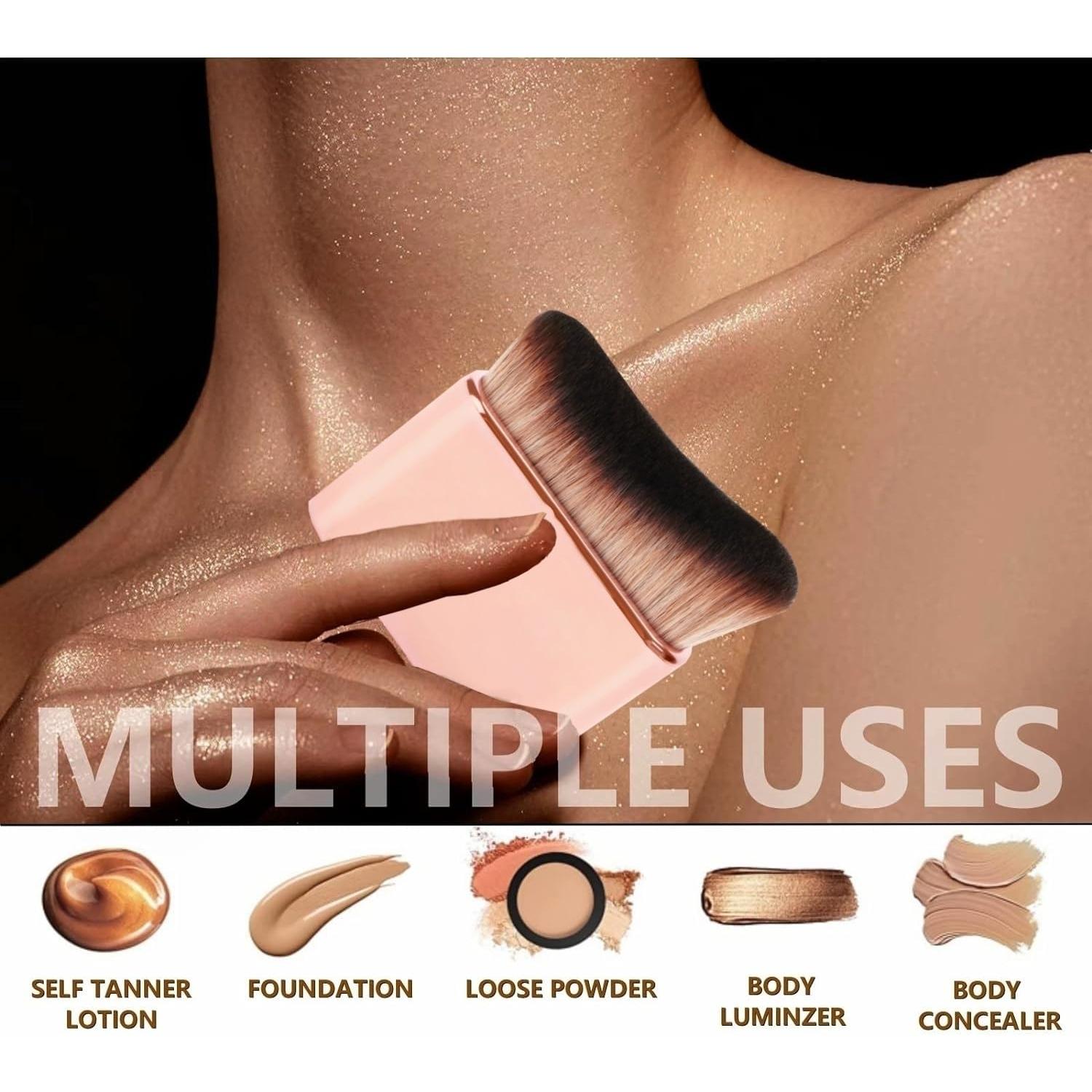 Brocha Kabuki Profesional Diryi para Bronceador Automático Rosa Oro