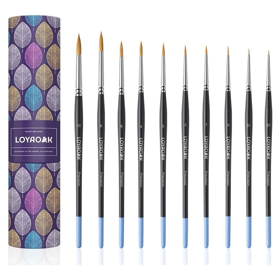 Juego de Pinceles Detallados 10pcs LOYAOAK Sintéticos 18-19.8cm