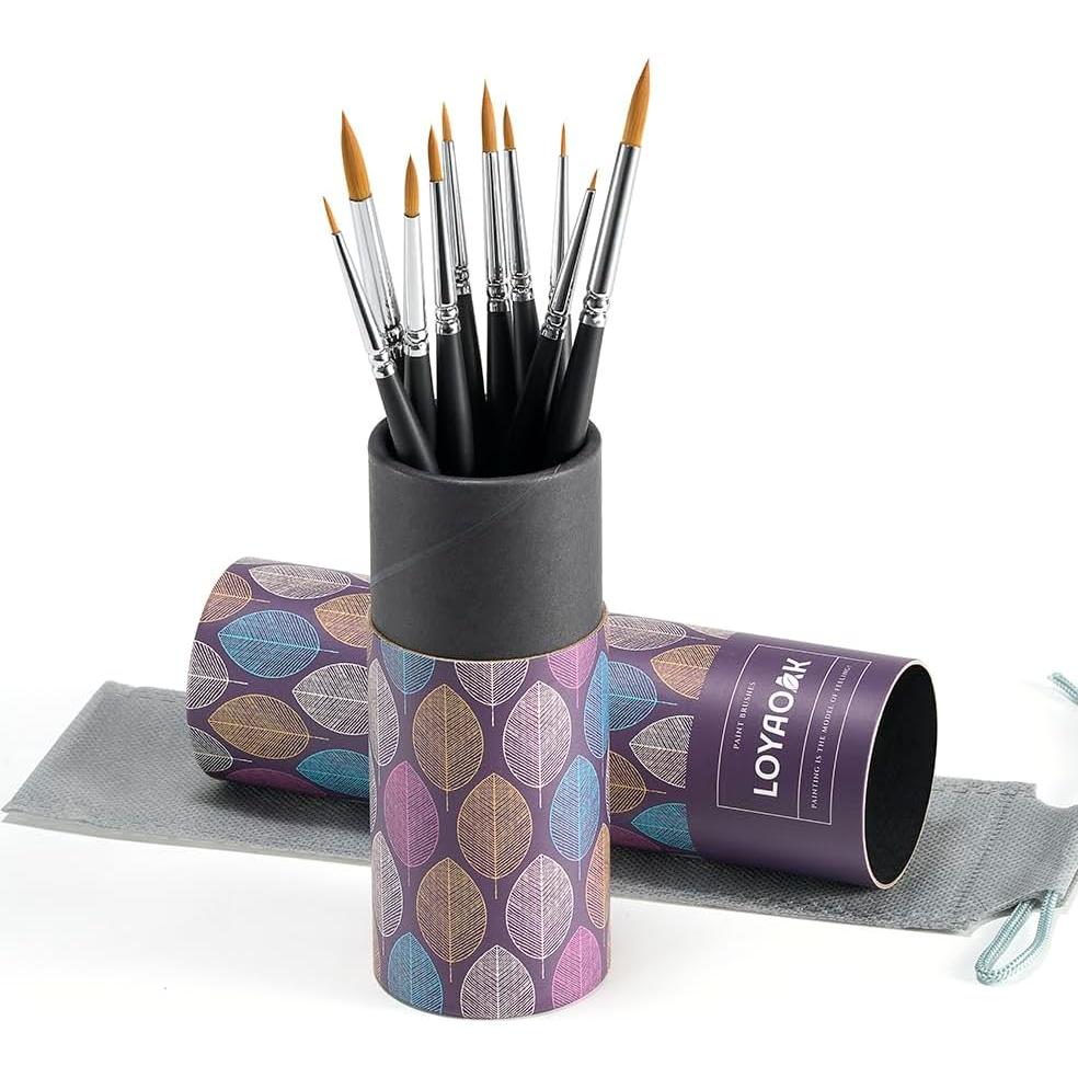 Juego de Pinceles Detallados 10pcs LOYAOAK Sintéticos 18-19.8cm