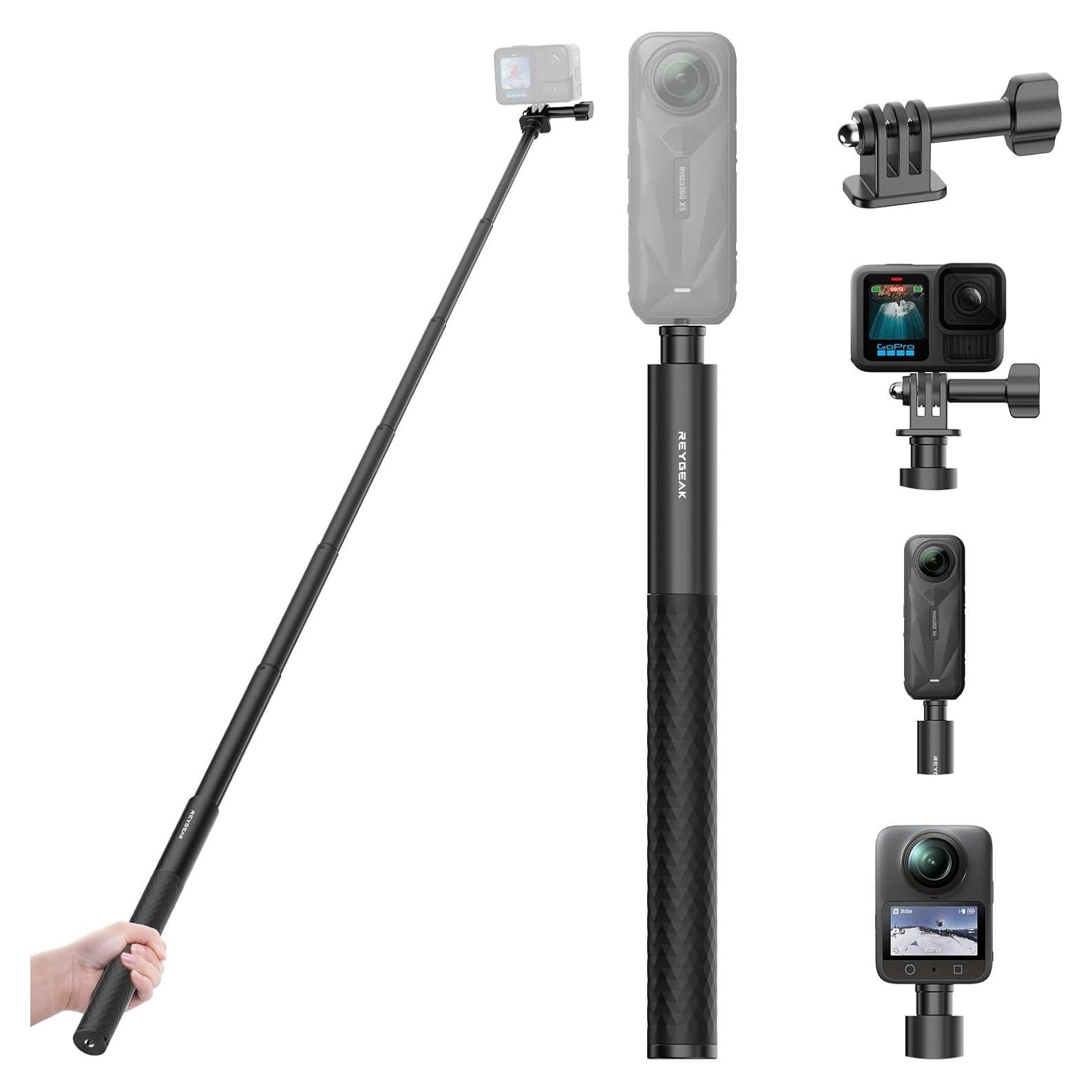 Palo de Selfie Extensible REYGEAK 130 cm para GoPro e Insta360