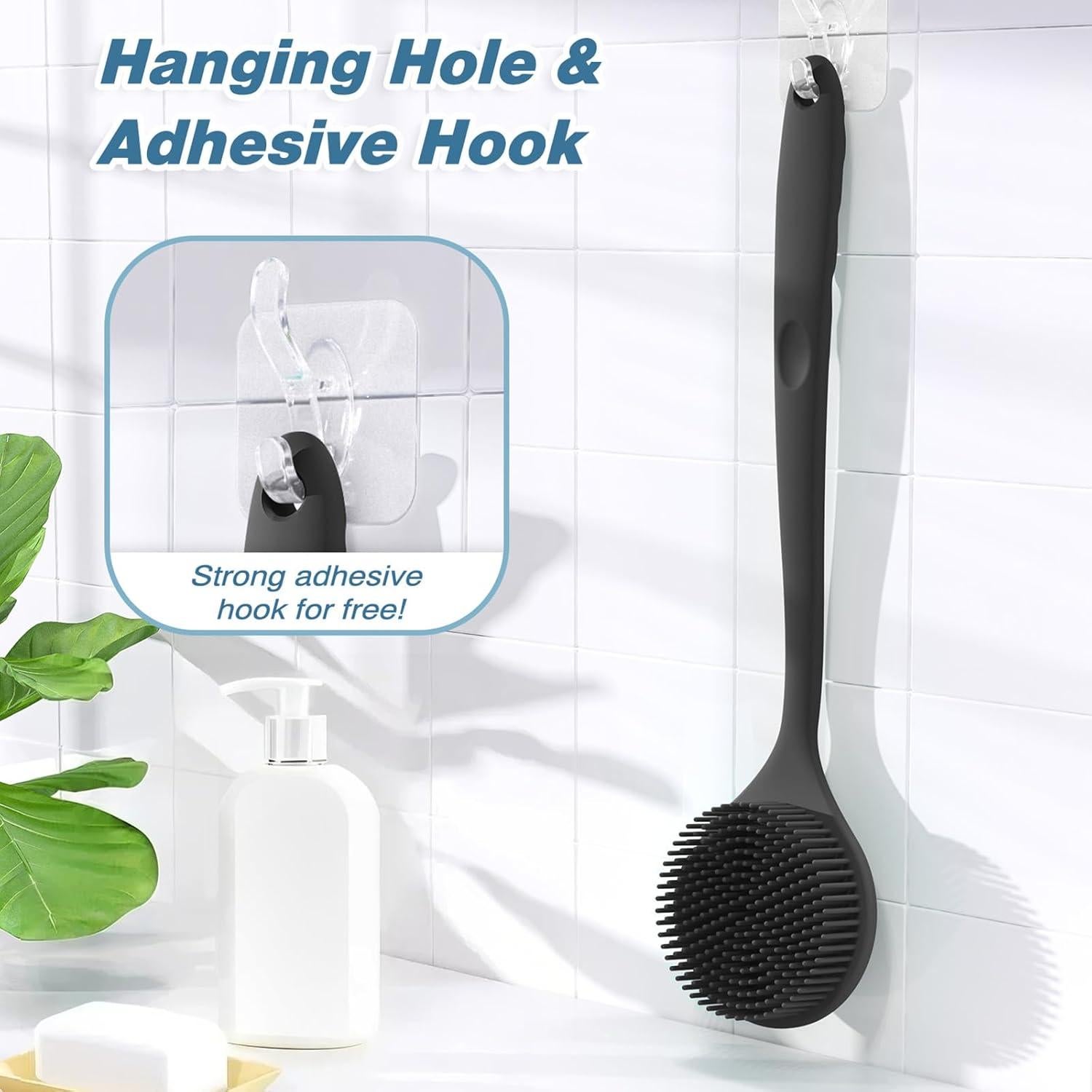 Exfoliador de Espalda Manmihealth Silicona 38 cm Cerdas Gruesas