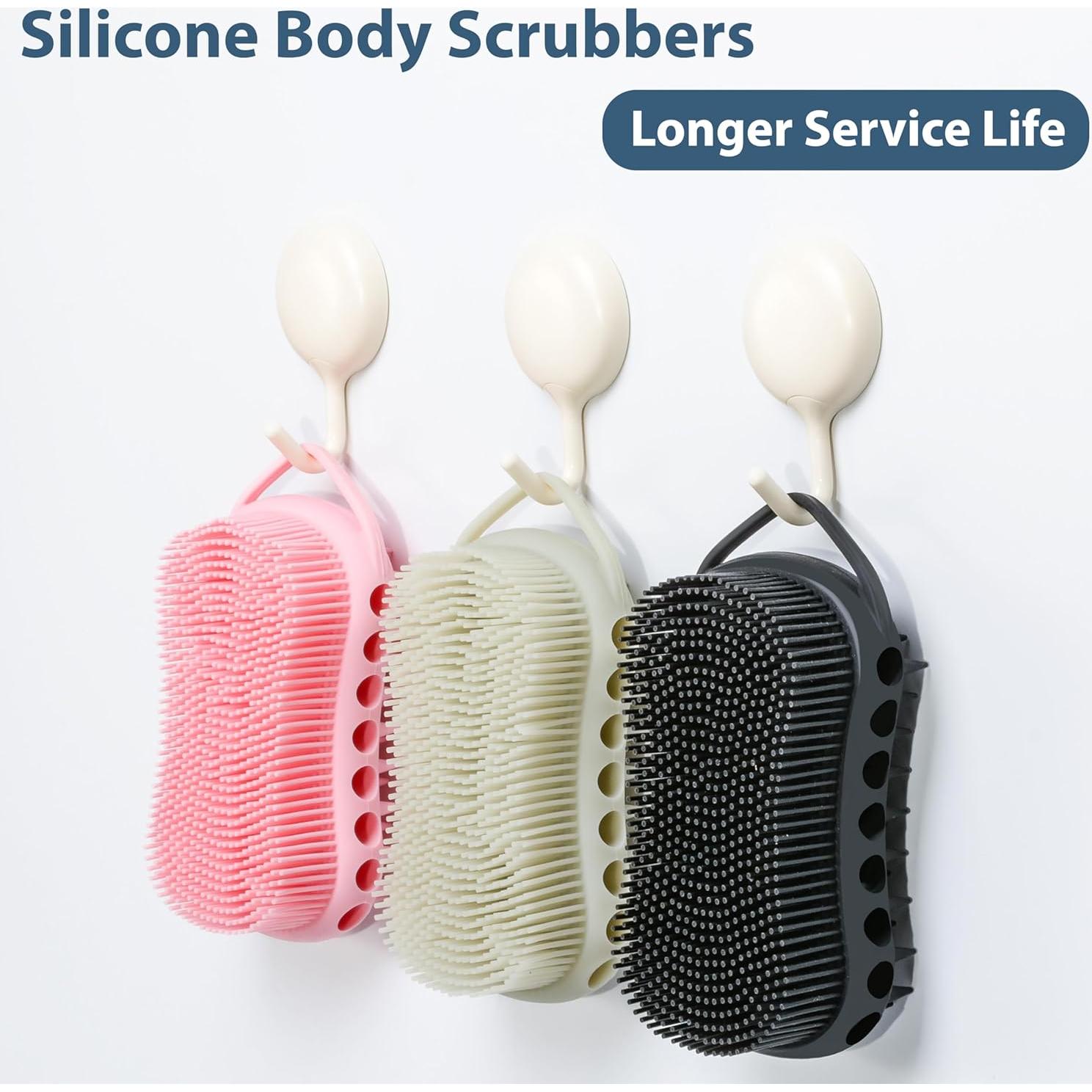 Esfregador de Baño Doble Cara MtBoi Silicona 2PC - Negro y Gris