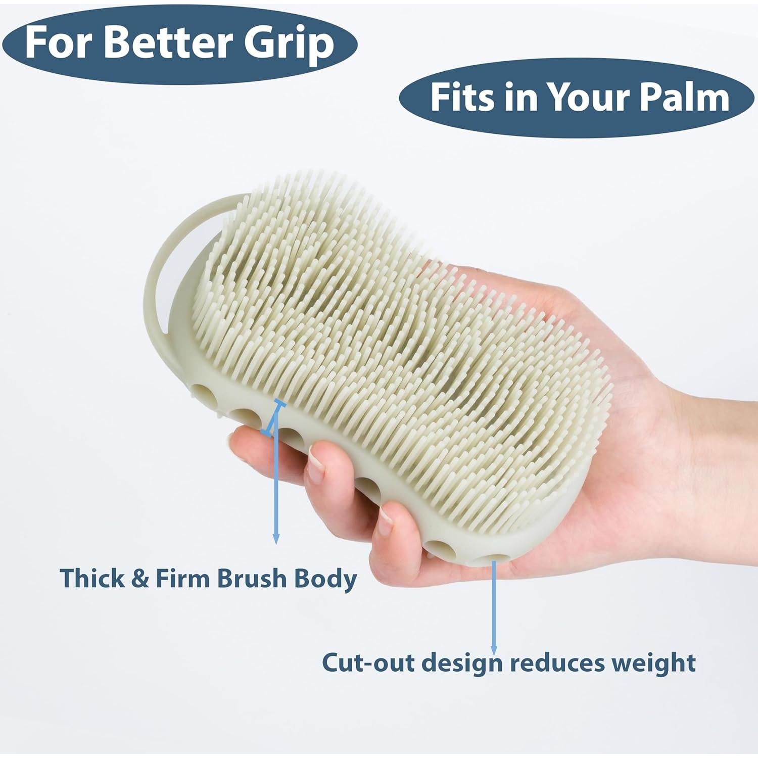 Esfregador de Baño Doble Cara MtBoi Silicona 2PC - Negro y Gris