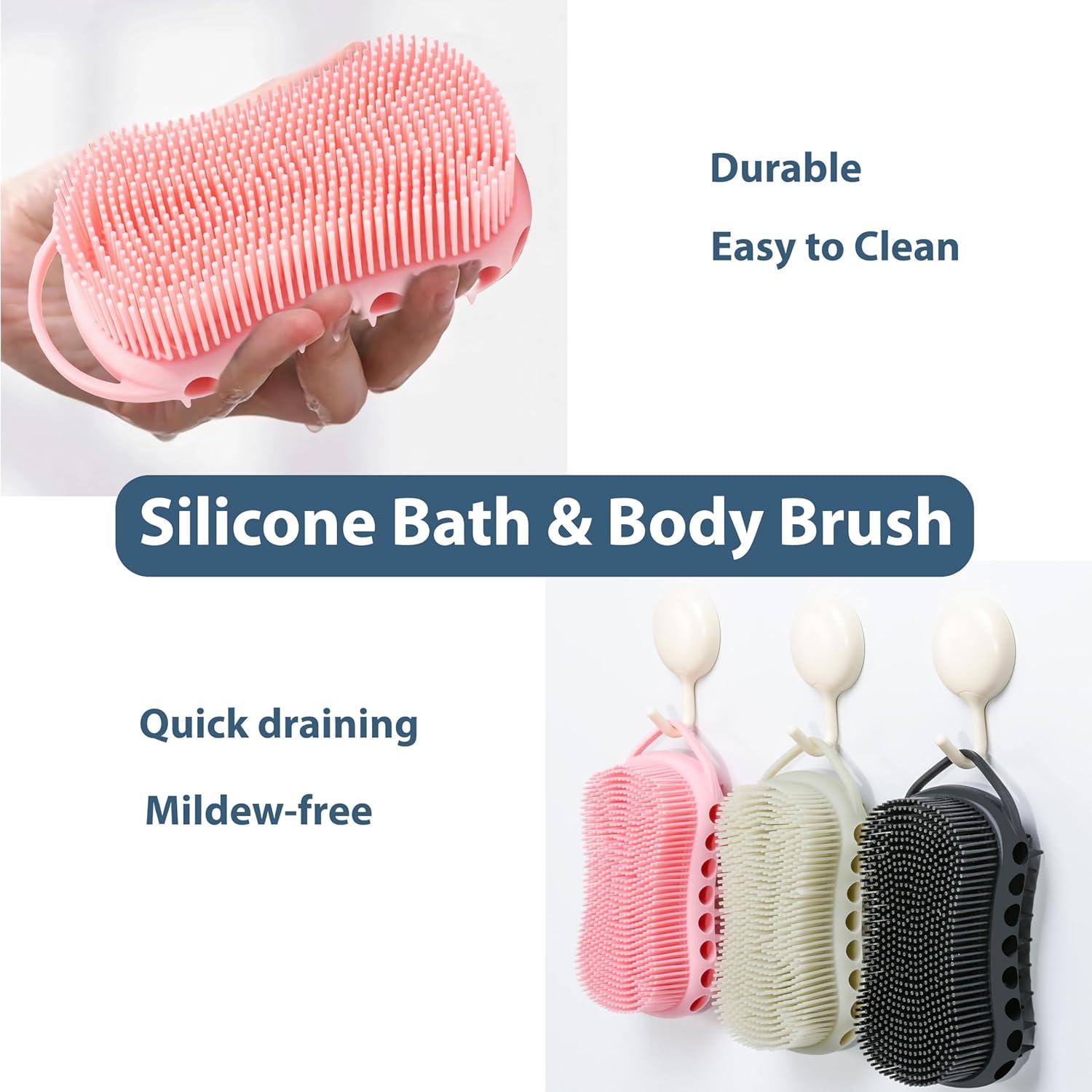 Esfregador de Baño Doble Cara MtBoi Silicona 2PC - Negro y Gris