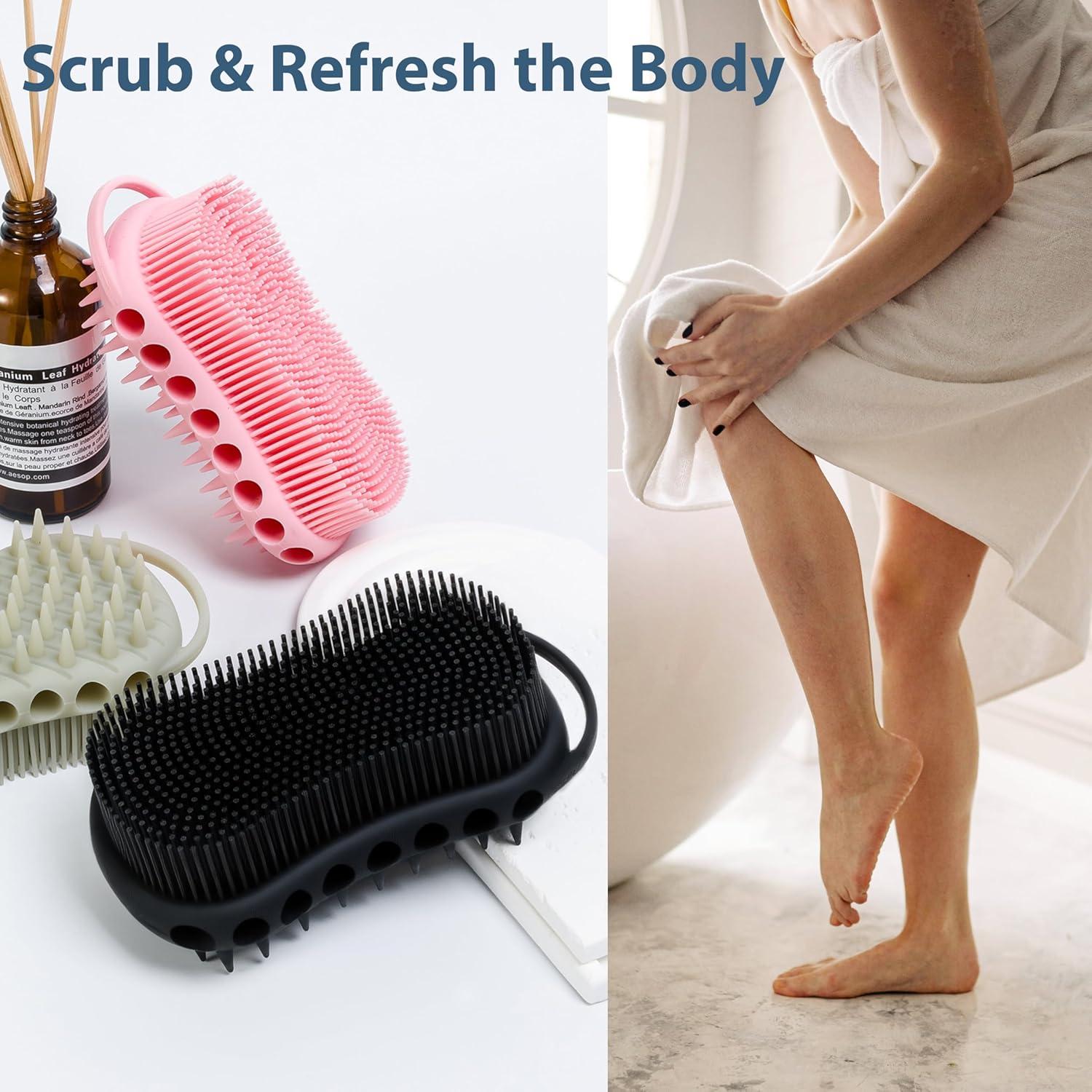 Esfregador de Baño Doble Cara MtBoi Silicona 2PC - Negro y Gris