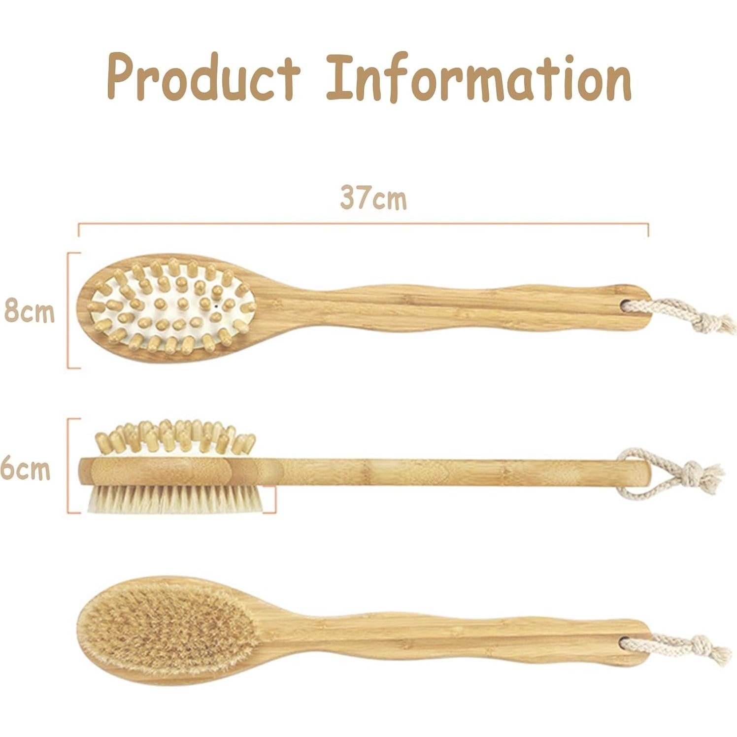 Cepillo Corporal Seco BoAn con Mango Largo y Doble Cara