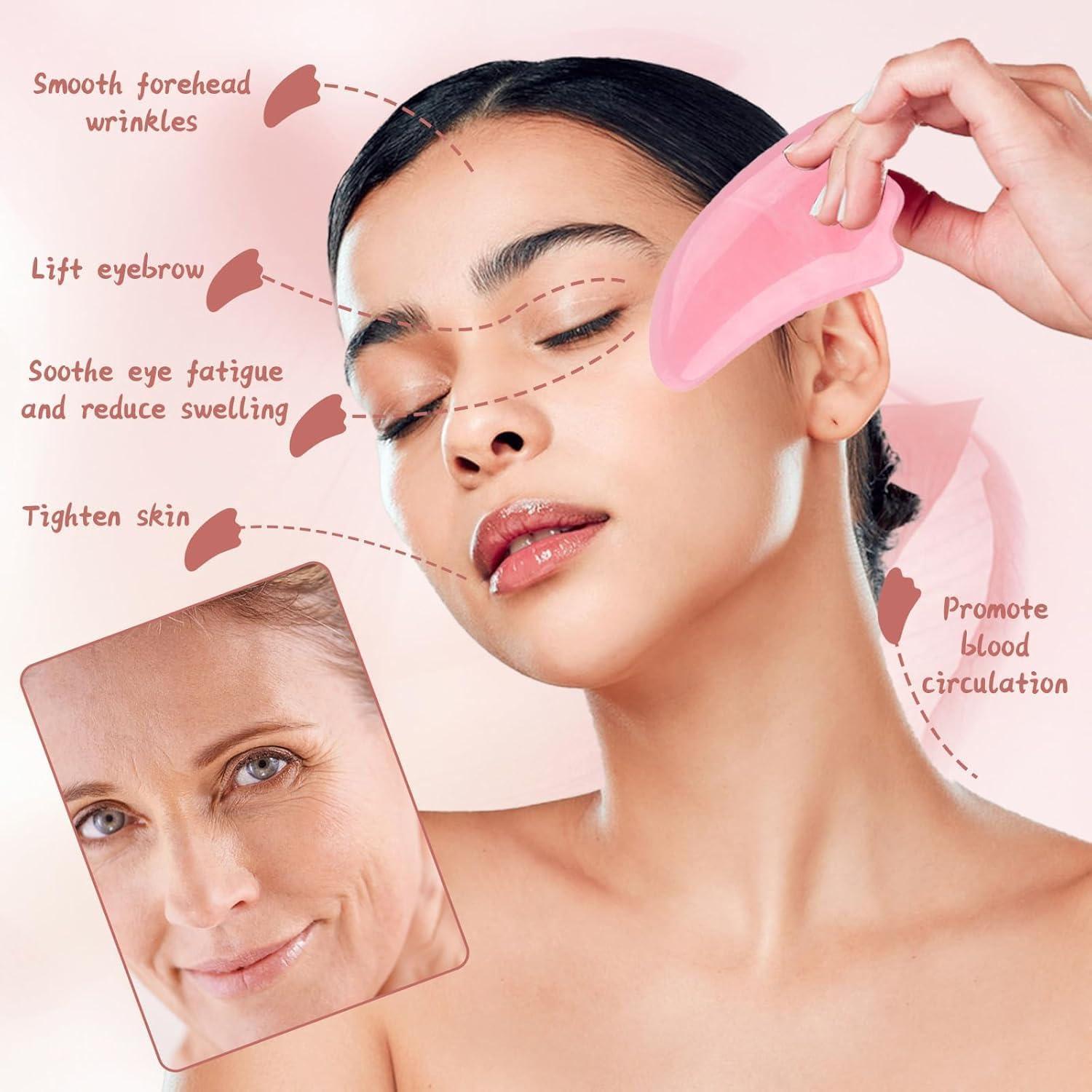 Juego de 2 Herramientas de Masaje Gua Sha Qiifaiikooii - Resina Rosa