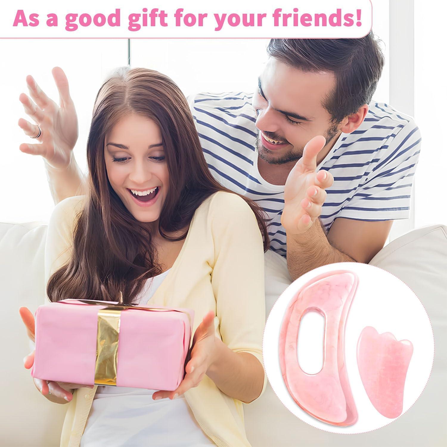 Juego de 2 Herramientas de Masaje Gua Sha Qiifaiikooii - Resina Rosa