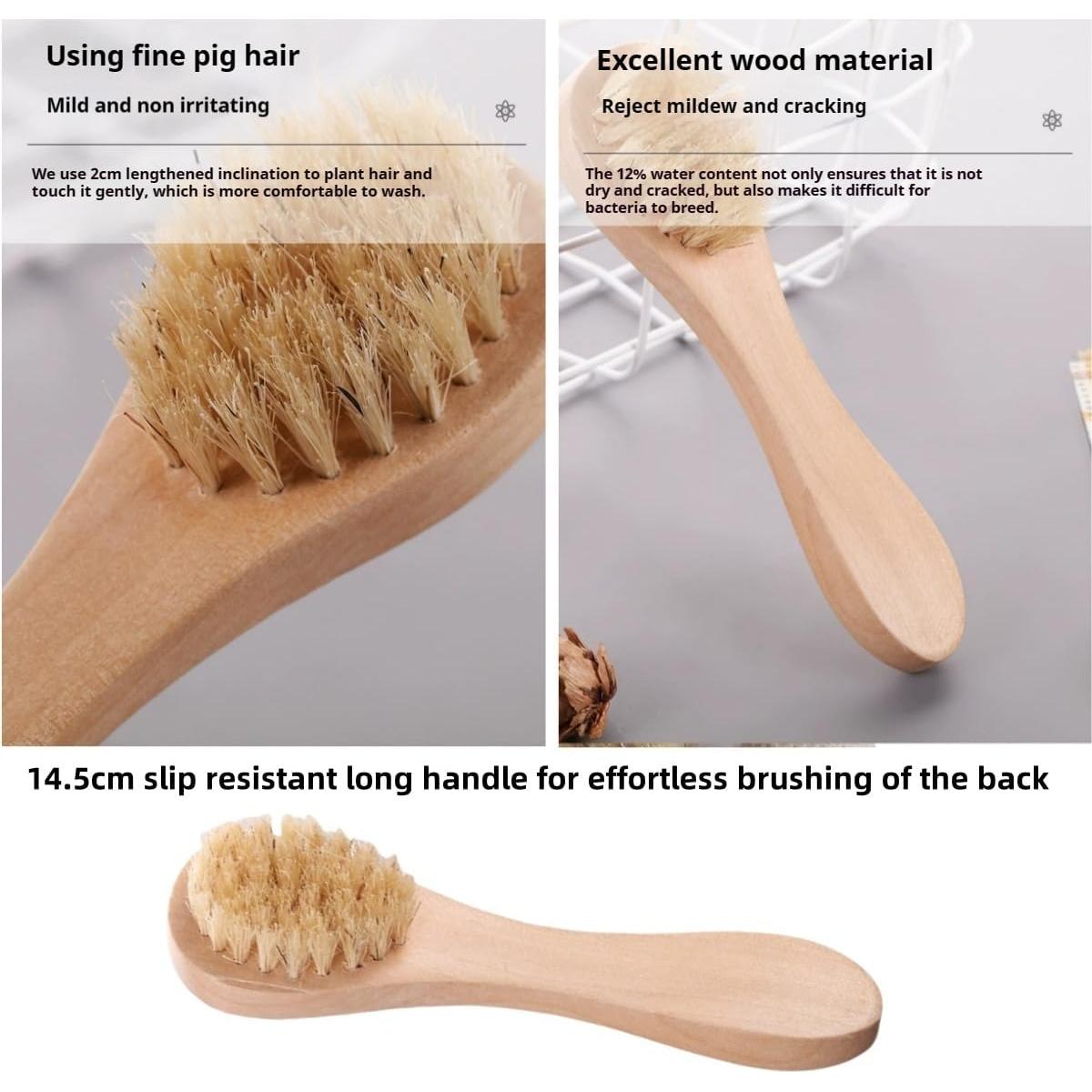 Set de 2 Cepillos Secos TIKMNO para Cara y Cuerpo - Cerdas Naturales