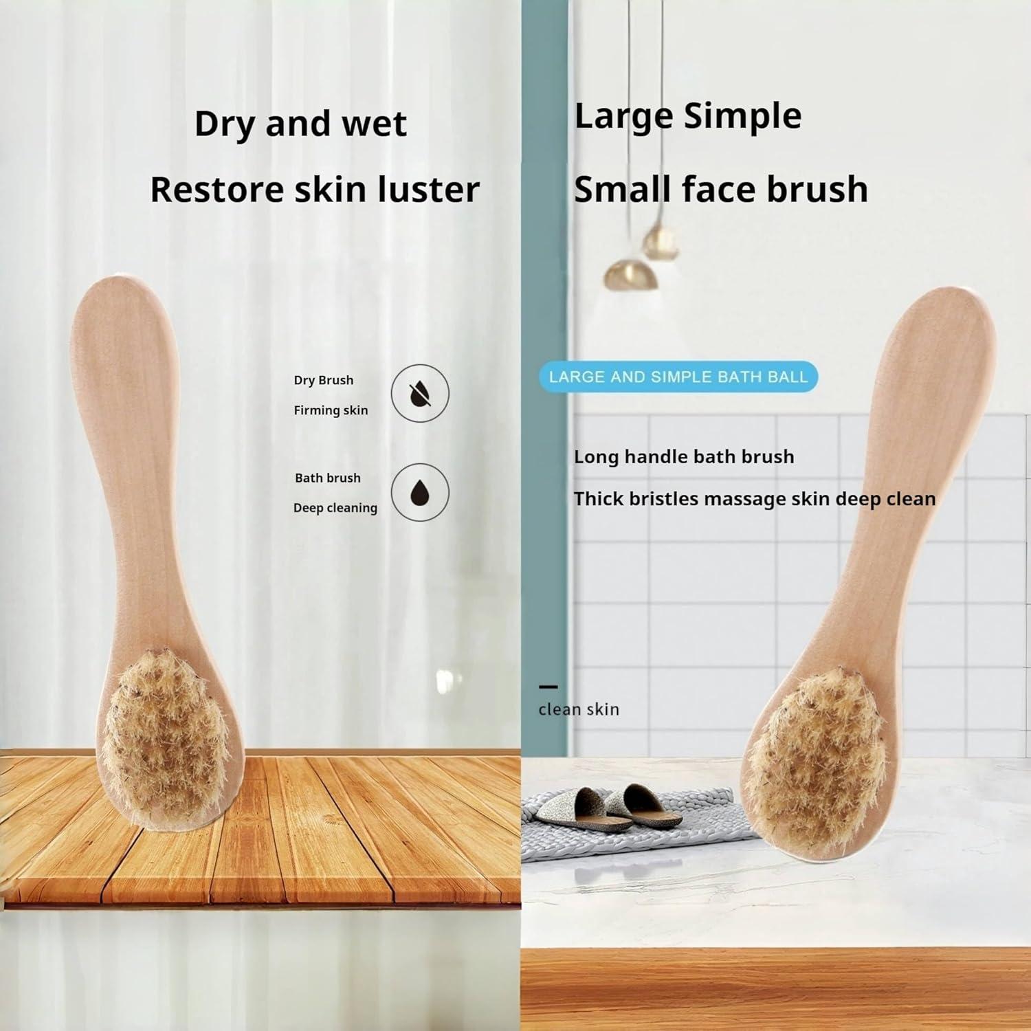 Set de 2 Cepillos Secos TIKMNO para Cara y Cuerpo - Cerdas Naturales